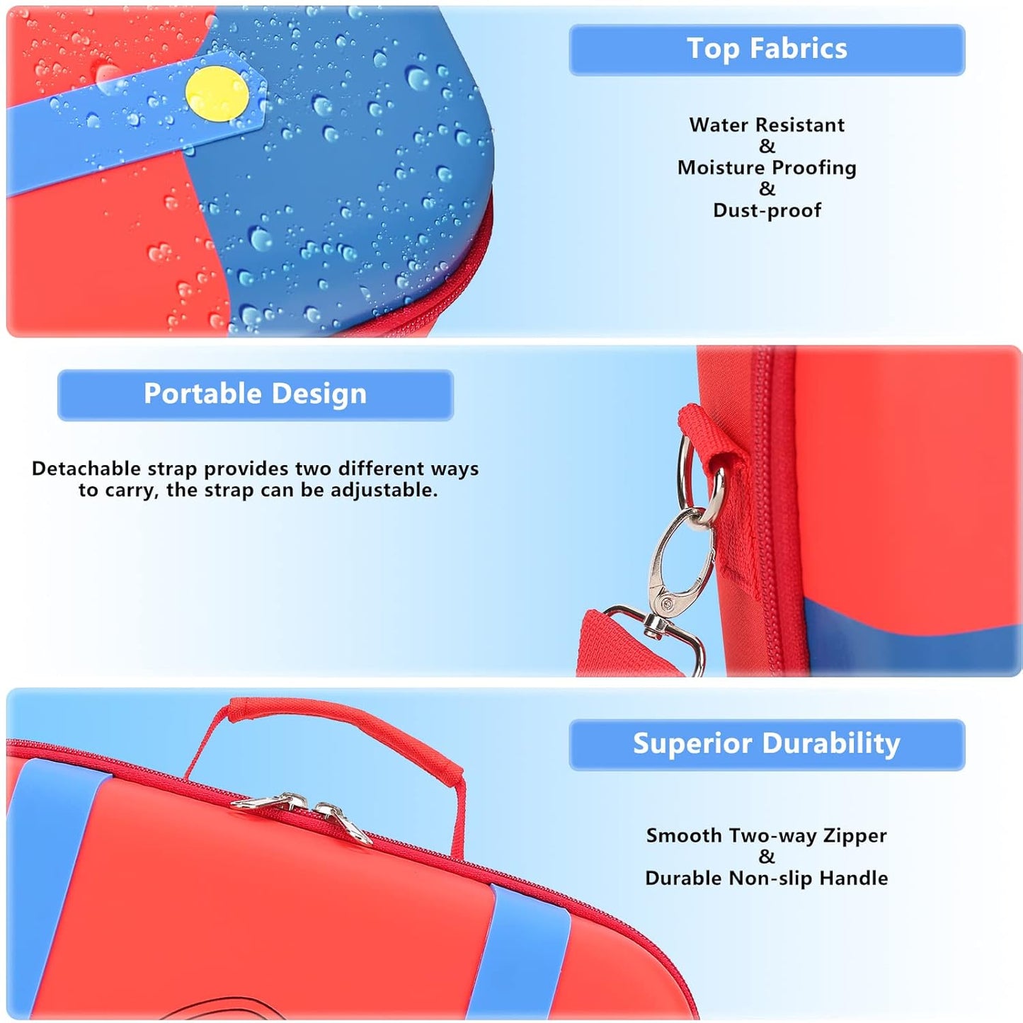 Dronside Mario Carrying Case for Nintendo Switch / Switch OLED - Portable Hard Travel Storage Messenger Bag for Nintendo Switch Console Pro Controller Accessories