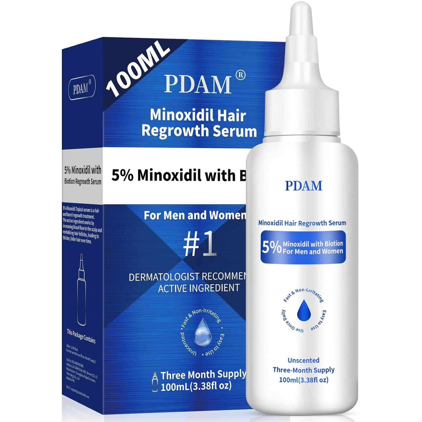 Minoxidil Hair Growth Serum - 100 ML for Men & Women, 5% Minoxidil for Beard & Hair Loss Treatment