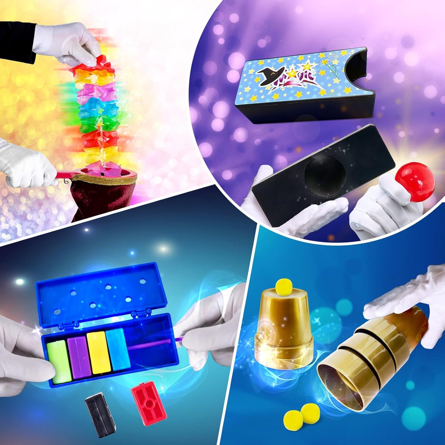 Heyzeibo Magic Kit - Upgarde Magic Set with Magic Wand, Magic Tricks Bag, Step-by-Step Instruction and More Magic Props for Kids, Beginners, Adult, Medium, Yellow, USGCH-JH005