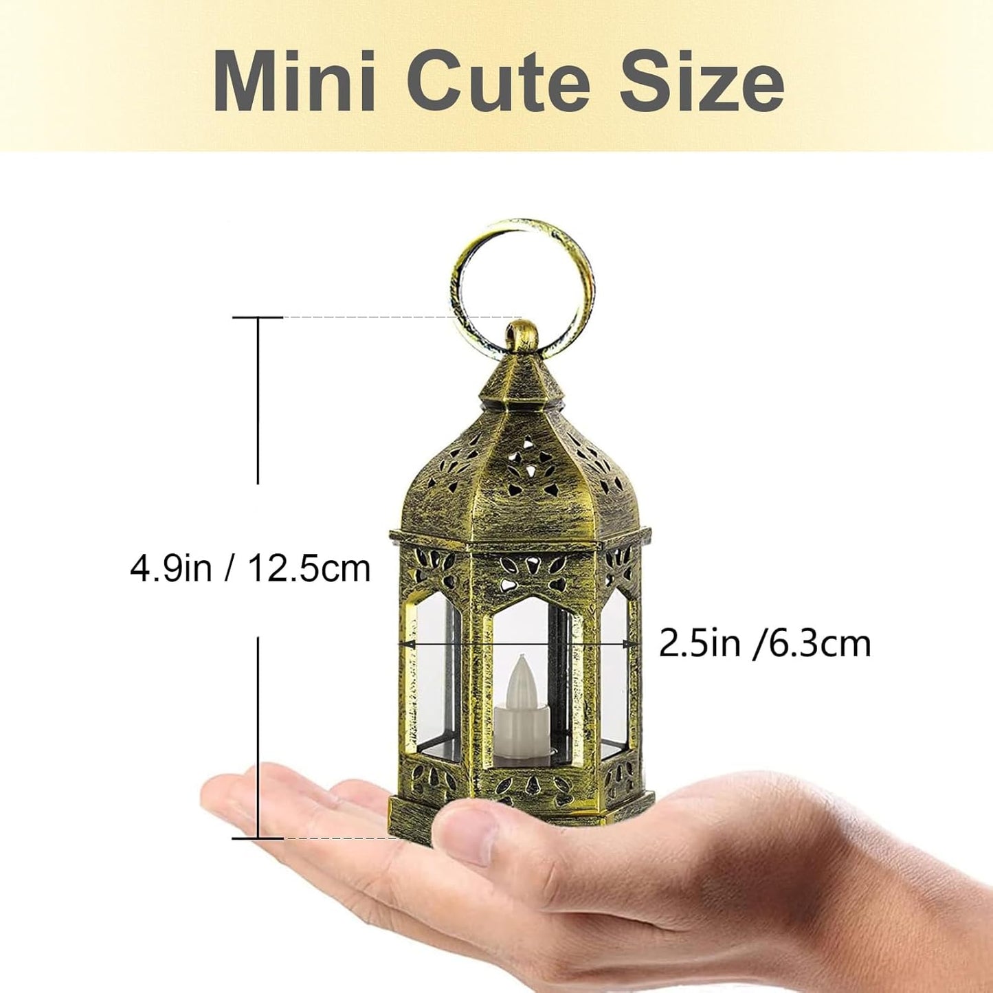 Mini Lanterns with LED Candles, Set of 10