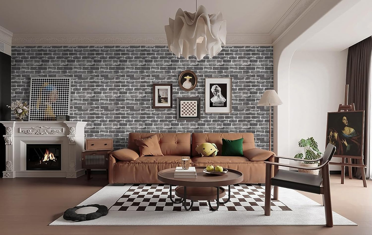 COSNIGHT Red Brick Wallpaper Peel and Stick 17.5In x 472In, Retro Faux Brick Peel and Stick Wallpaper, Self Adhesive and Removable Wall Paper for Home Decoration, Accent Wall and Laundry Room