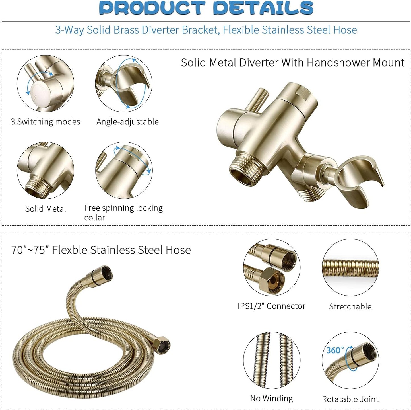 All Metal Dual Square Shower Faucet Set