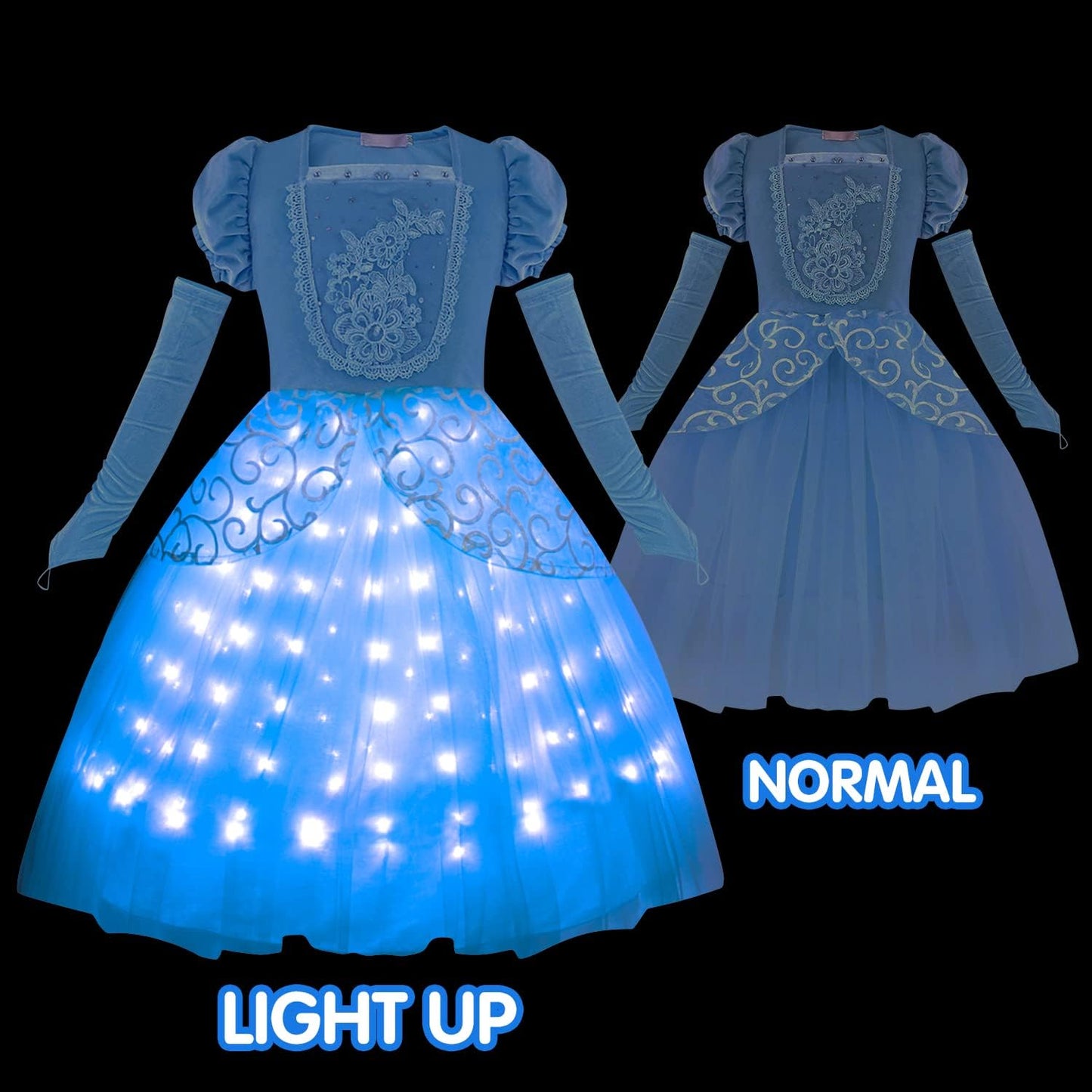 Light Up Princess Dress Kids Costume Blue
