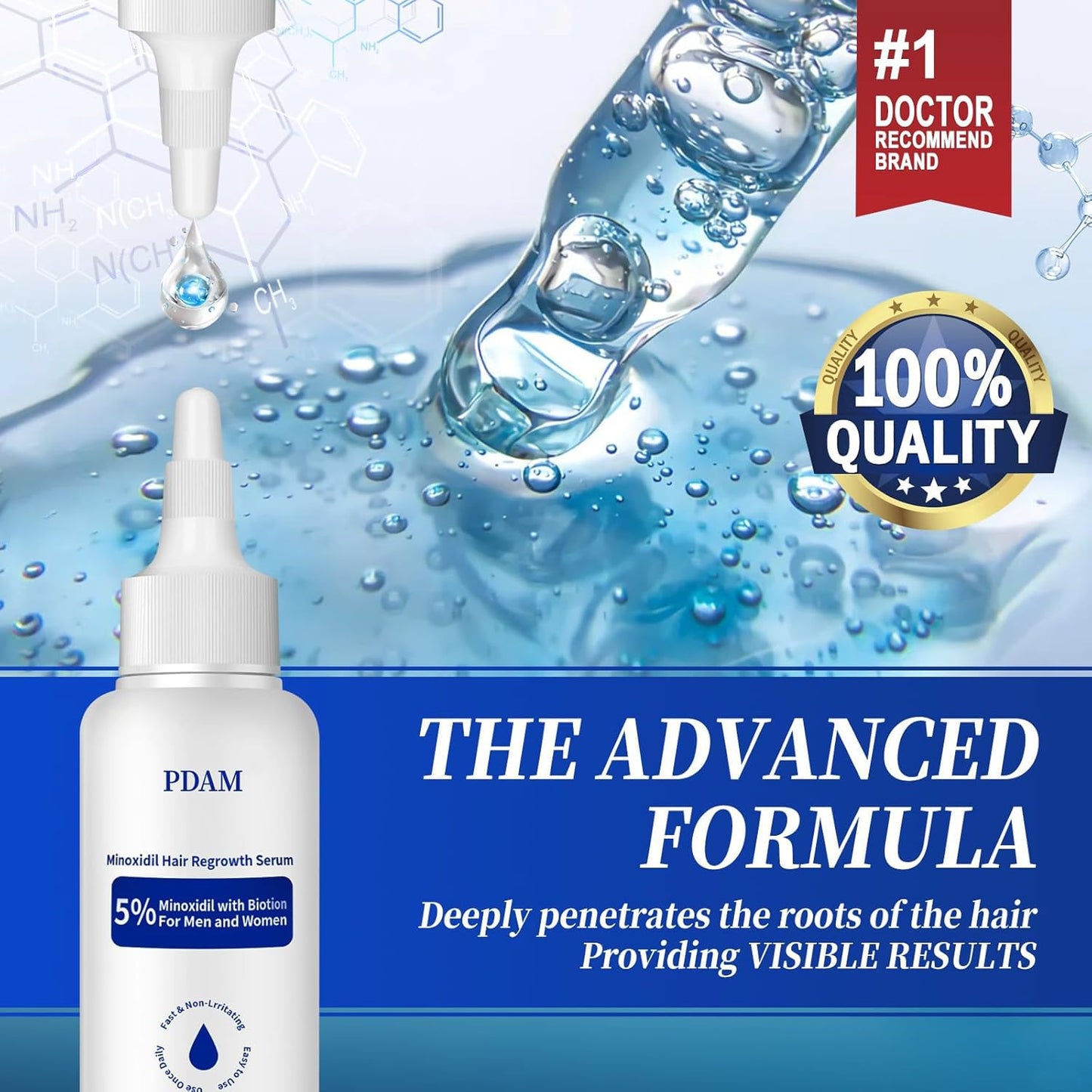 Minoxidil Hair Growth Serum - 100 ML for Men & Women, 5% Minoxidil for Beard & Hair Loss Treatment