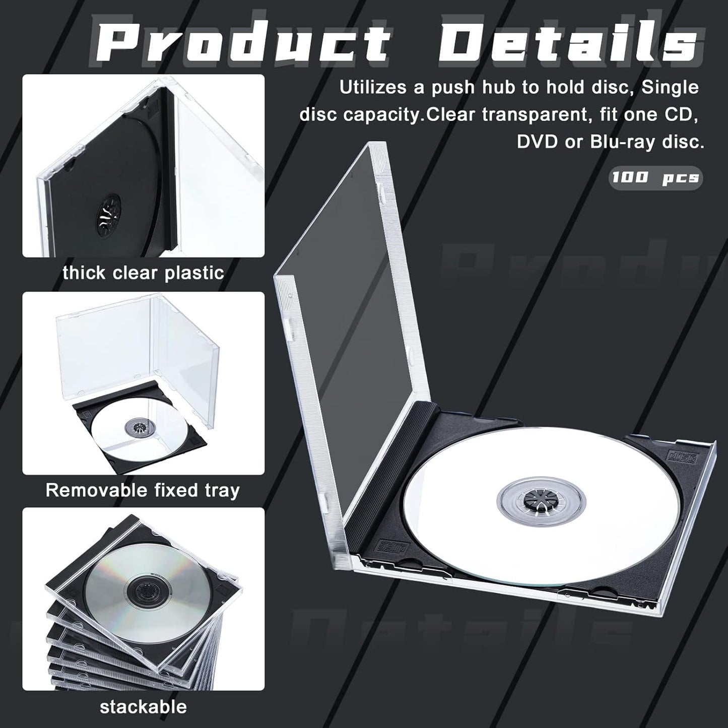 LEIFIDE 50 Pcs 10.4mm CD/DVD Jewel Cases