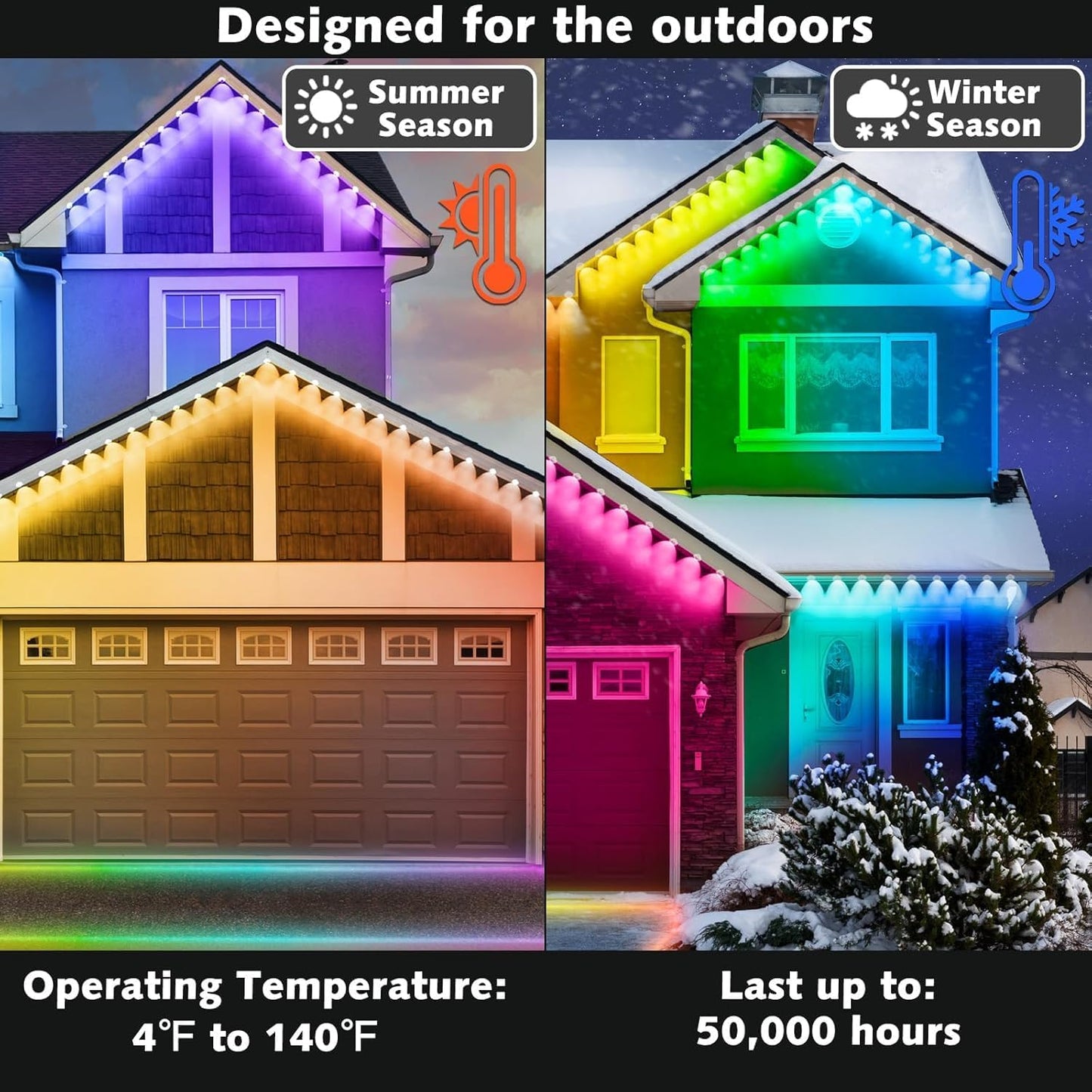 200FT Outdoor RGB Lights, IP67 Smart LED
