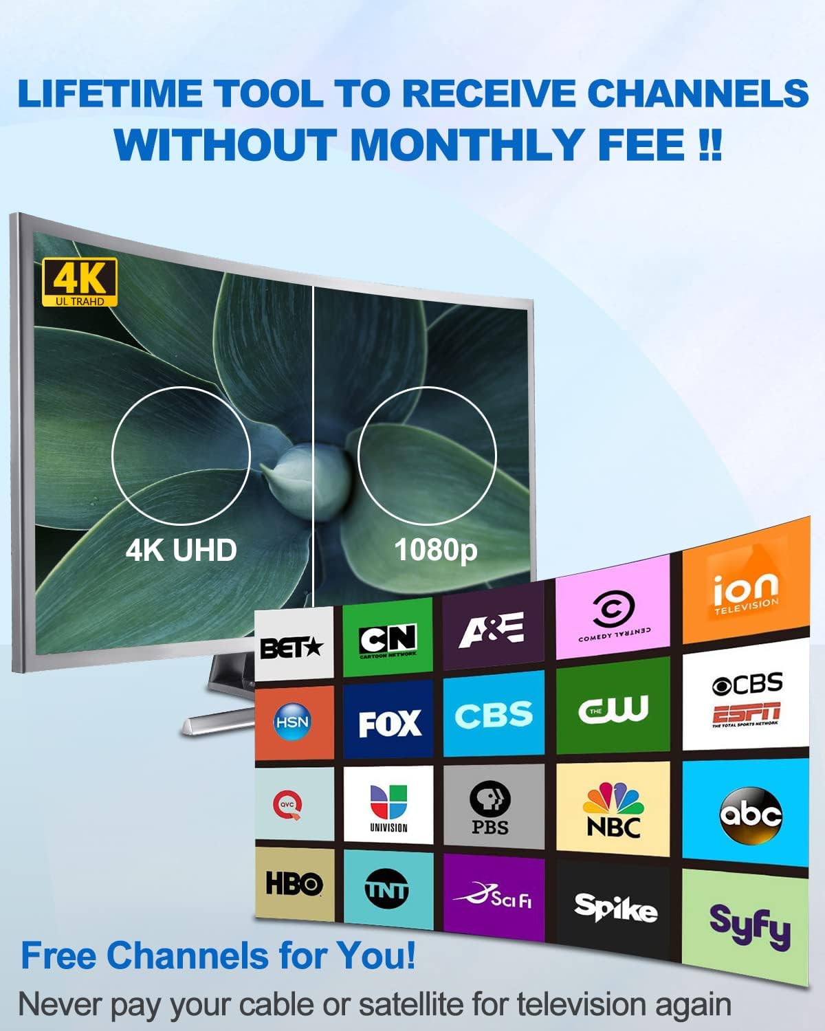 Digital Amplified Indoor HDTV Antenna, 1080p