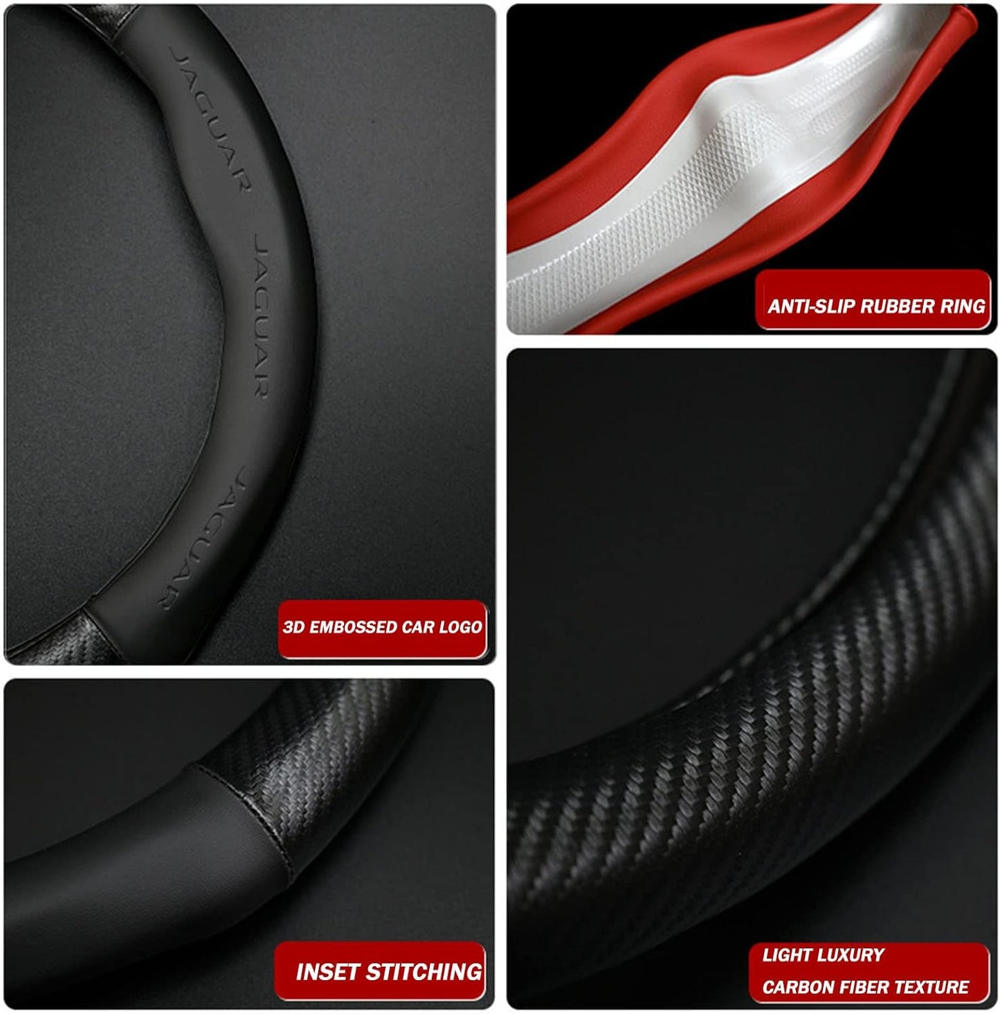 for Alfa Romeo Steering Wheel Cover Custom-Fit, Fusion Carbon Fiber Premium Leather Cover with Emblem Logo Car Steering Wheel,Designed for Alfa Romeo Car Accessories (AEF-Old)