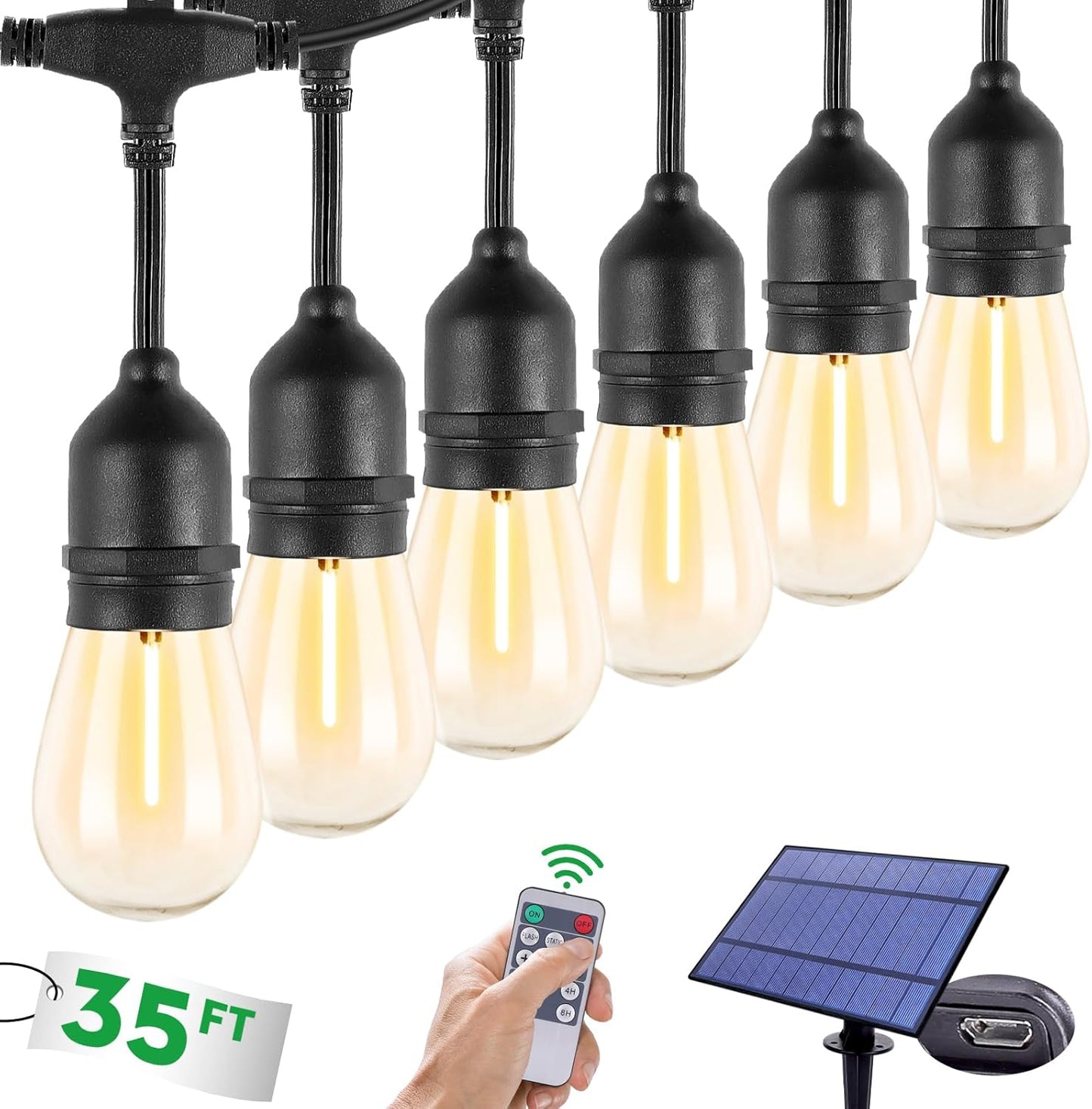 TDLOL 35FT Solar Powered Outdoor Patio Lights