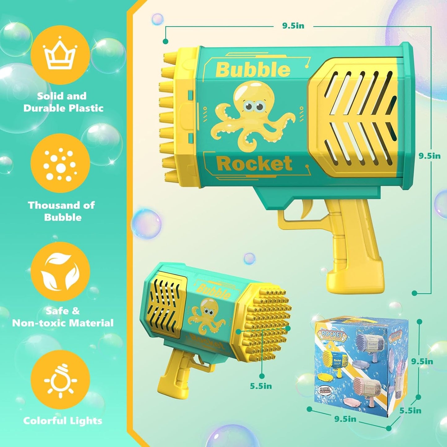 Bubble Gun, 69 Holes Bubble Machine Gun