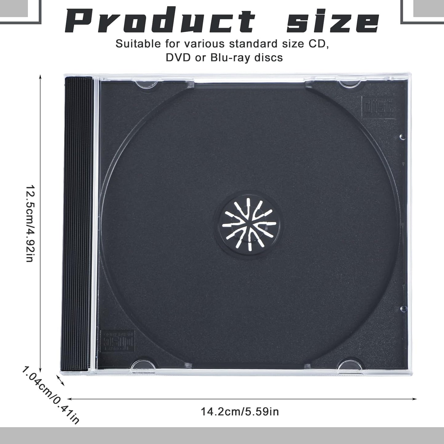 LEIFIDE 50 Pcs 10.4mm CD/DVD Jewel Cases