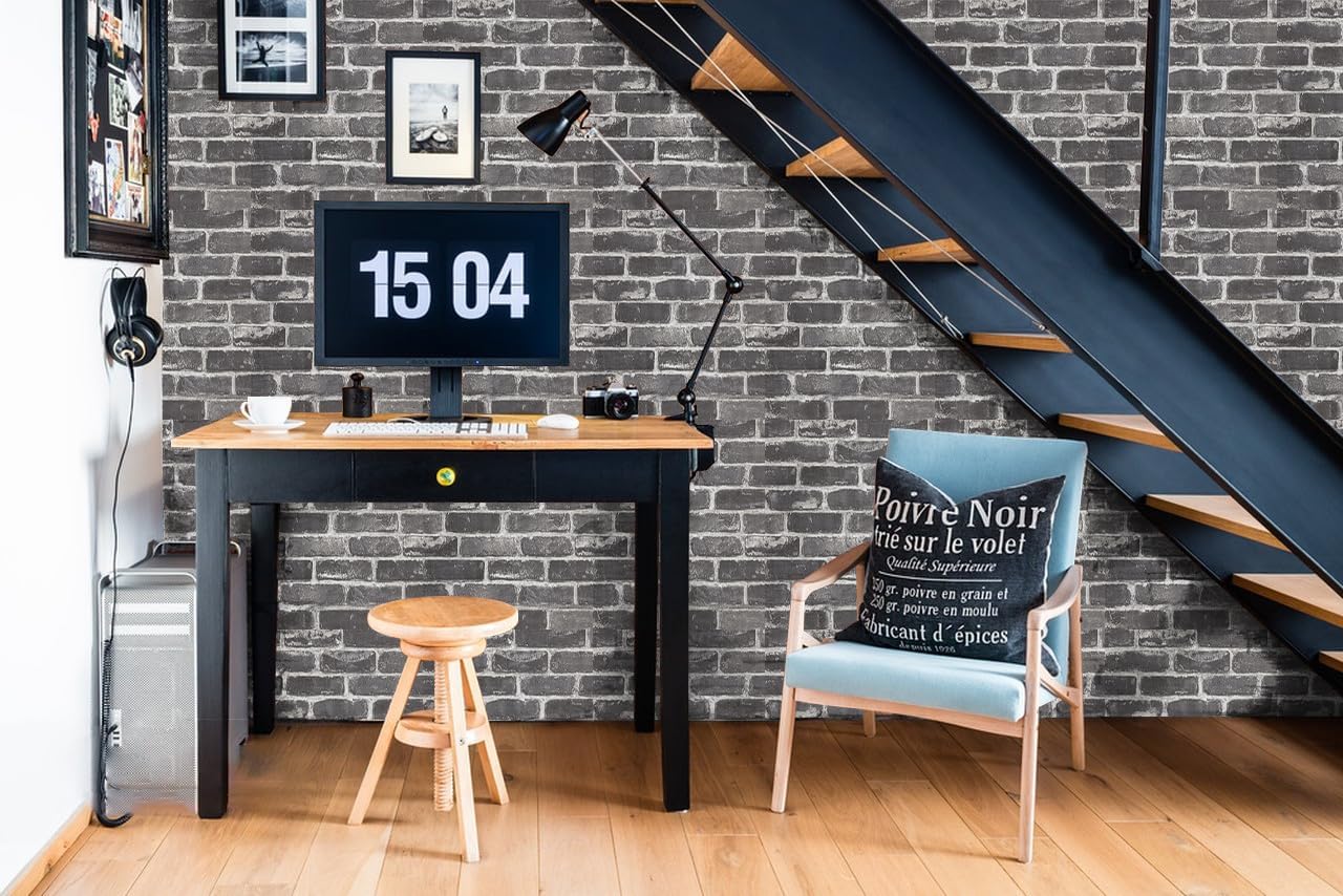 COSNIGHT Red Brick Wallpaper Peel and Stick 17.5In x 472In, Retro Faux Brick Peel and Stick Wallpaper, Self Adhesive and Removable Wall Paper for Home Decoration, Accent Wall and Laundry Room