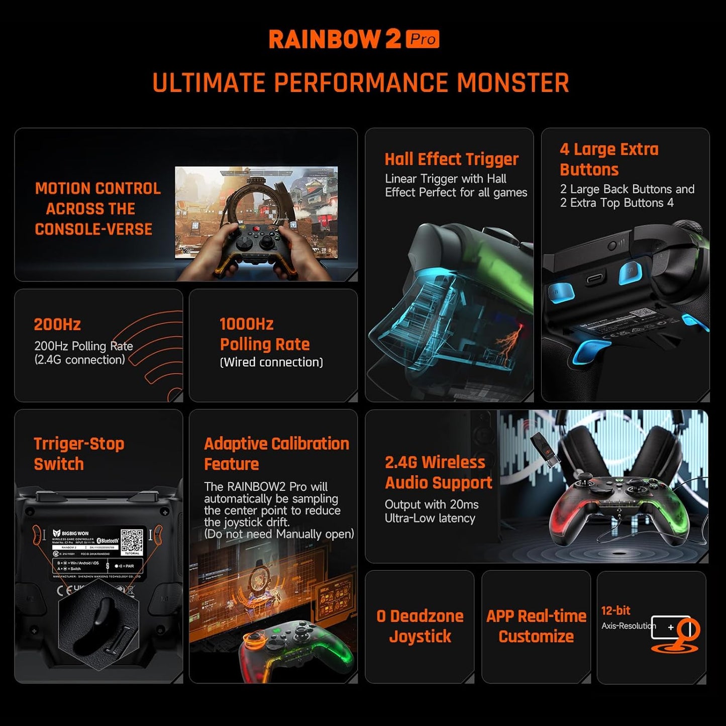 Wireless Controller, BIGBIG WON Rainbow 2 Pro