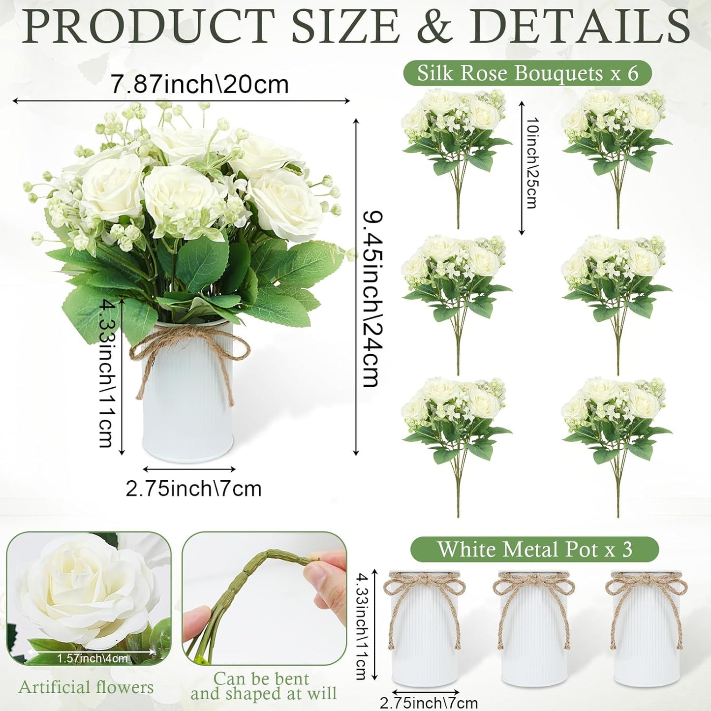 Wedding Centerpiece Set - Small Silk Flowers