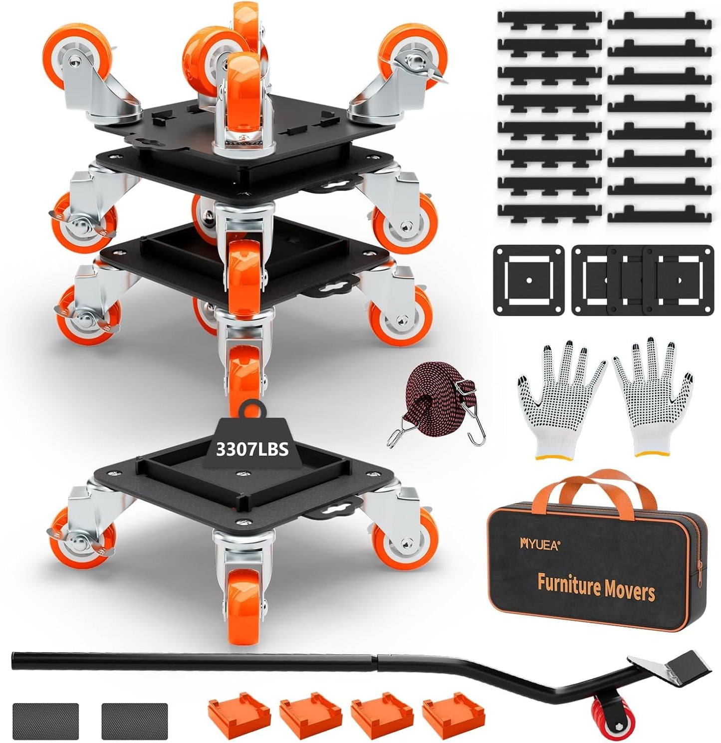 Furniture Dolly 5 Wheels, 3307 Lbs Capacity