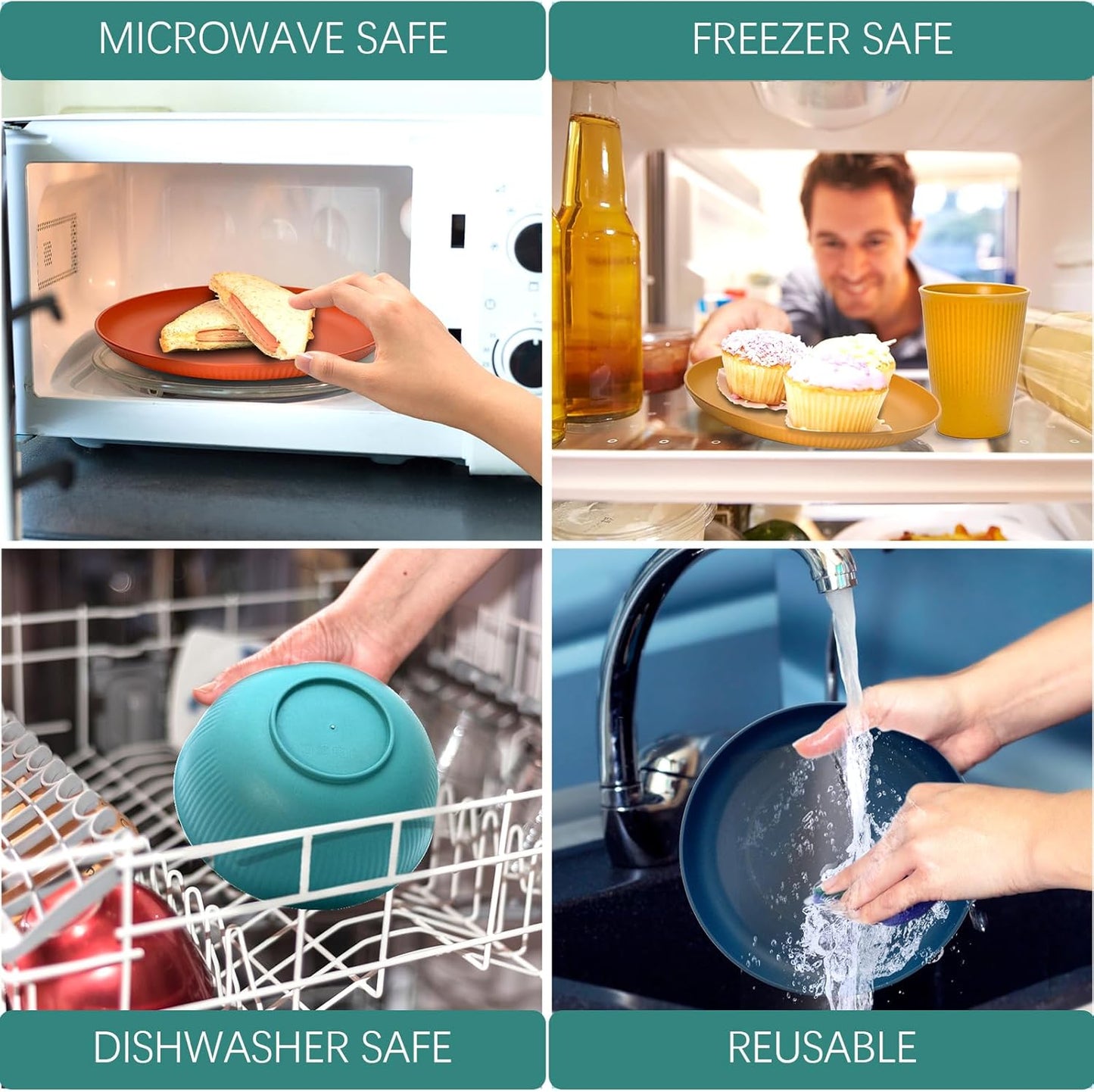 Wheat Straw Dinnerware Sets for 8, Osonm 32PCS