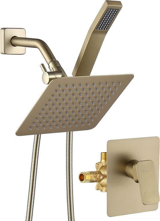 All Metal Dual Square Shower Faucet Set