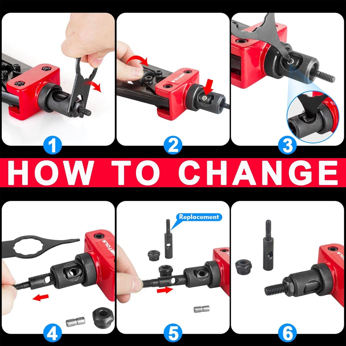 WETOLS Rivet Nut Tool, Hand Rivet, 7 Mandrels