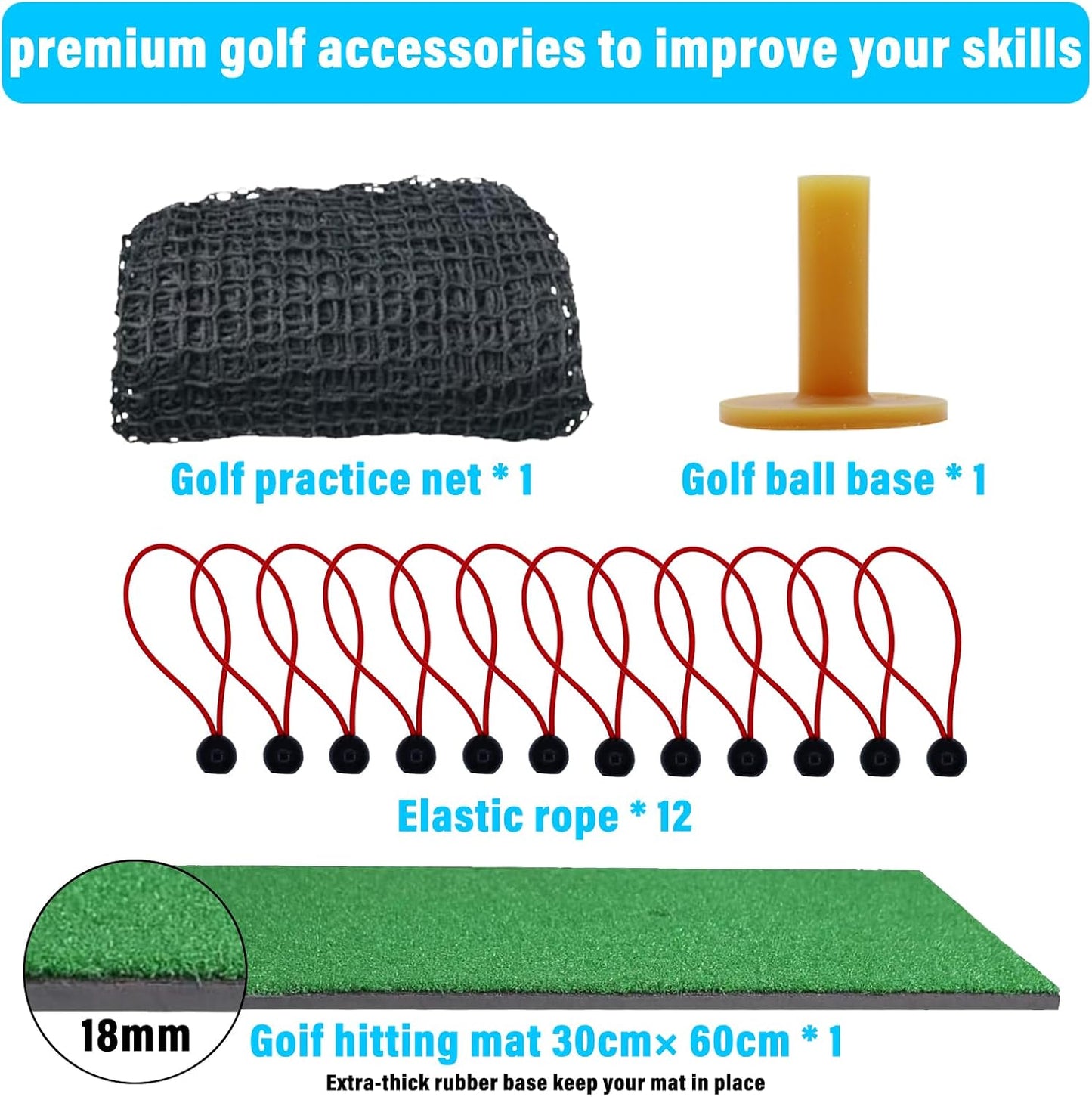 Golf Net,10Ft,15Ft,20Ft,25Ft,30Ft Versatile Golf Practice Net with Mat for Backyard, Garage and Indoor Use-Your Ultimate Golf Hitting Net for Swing Practice