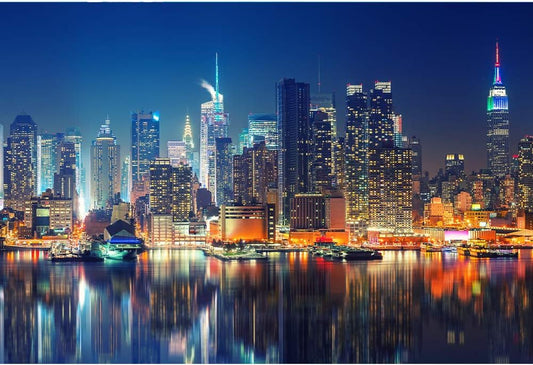 Jigsaw Puzzle, New York City Skyline Jigsaw Puzzles 1000 Pieces for Adult, DIY Puzzles Educational Brain Challenge Games for Adults, Jigsaw Puzzle with Poster（50×70cm / 27.55" x 19.68"）