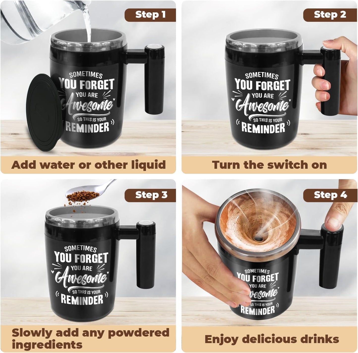 NewEleven Gifts For Him, Her - Gift For Men, Dad, Husband, Friend - Thank You, Appreciation, Graduation Present For Men, Boss, Coworker, Teacher - 14 Oz Self Stirring Mug