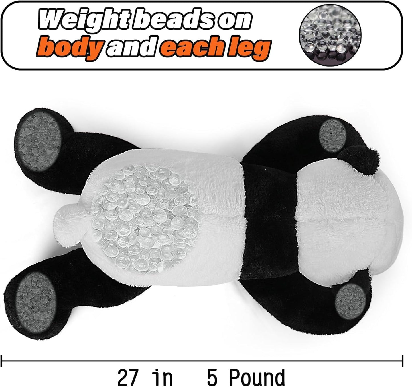 5 lbs, 27 inches Panda Weighted Plush Pillow
