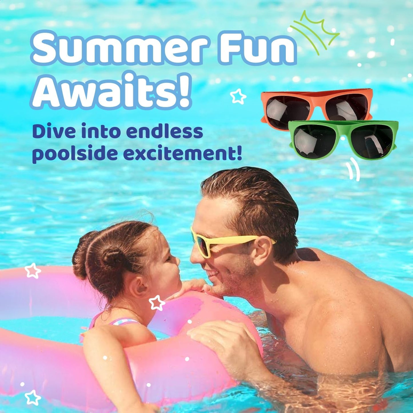 Neliblu 48 Pack Summer Party Favors For Kids - Pool Party Decorations For Kids Birthday, Beach Theme Party Supplies, Includes: 12 Neon Sunglasses, 12 Beach Balls,12 Water Guns, and 12 Pack Bubbles