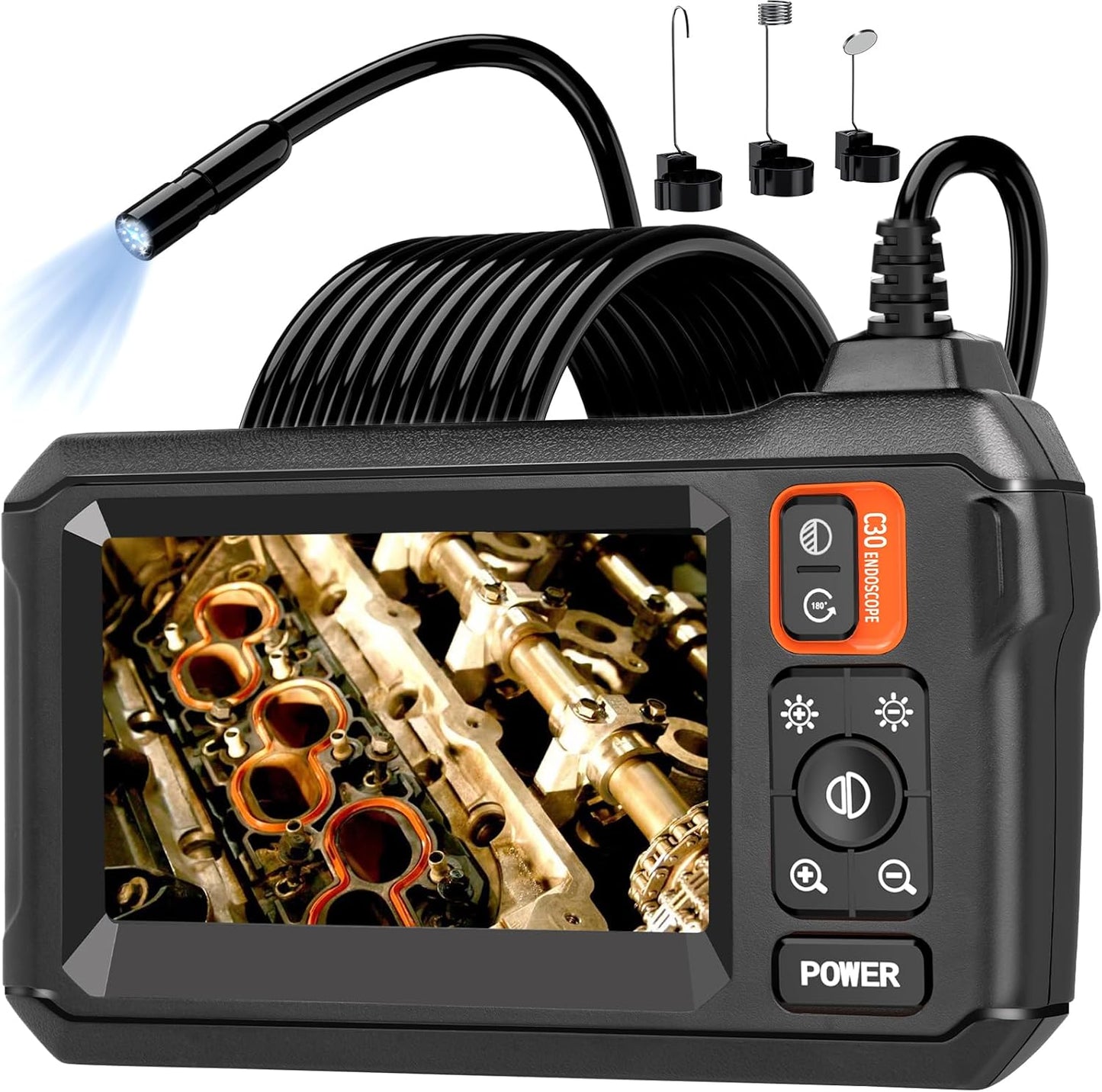 Endoscope Camera with Light, 4.3" IPS Screen