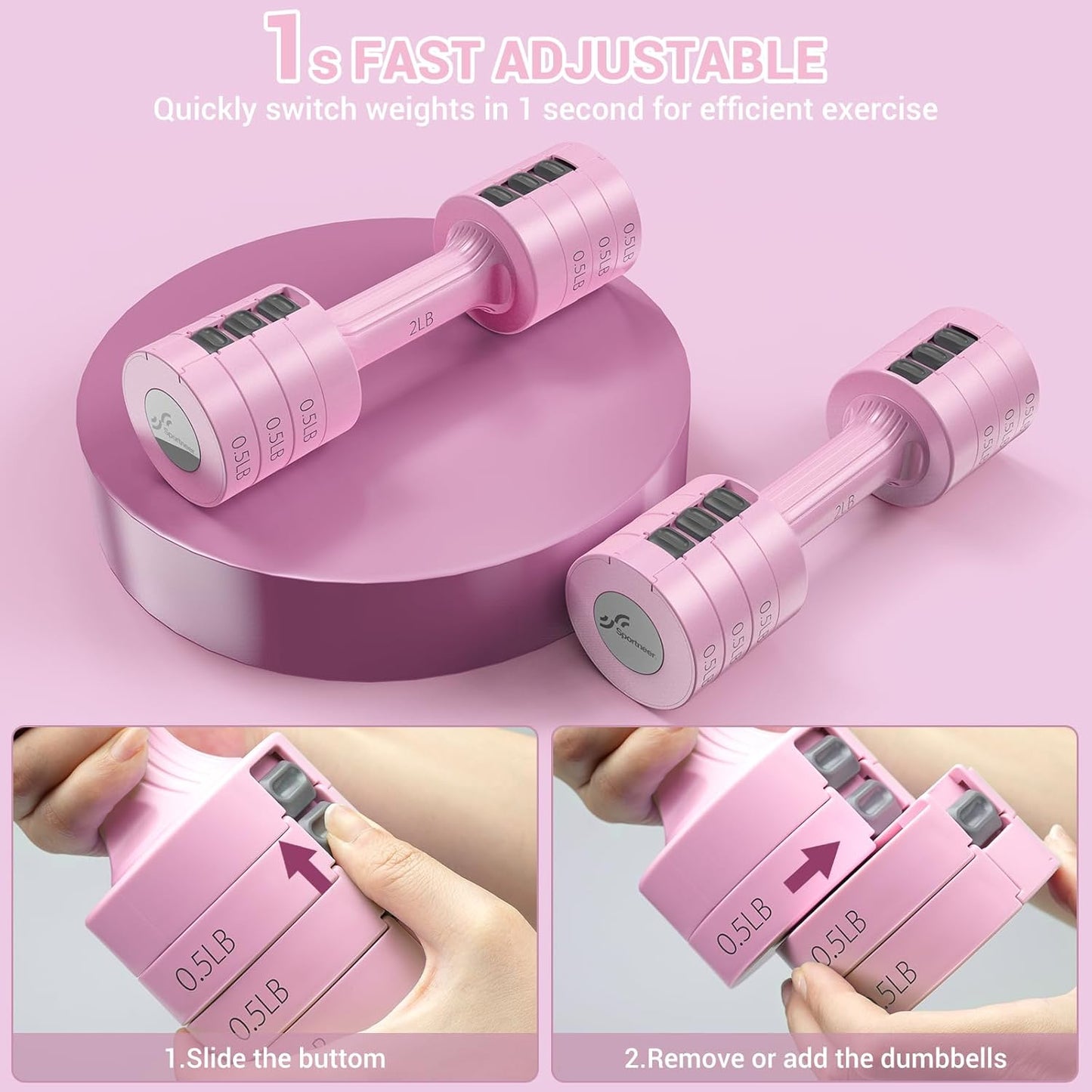 Sportneer Adjustable 4-in-1 Dumbbells Set