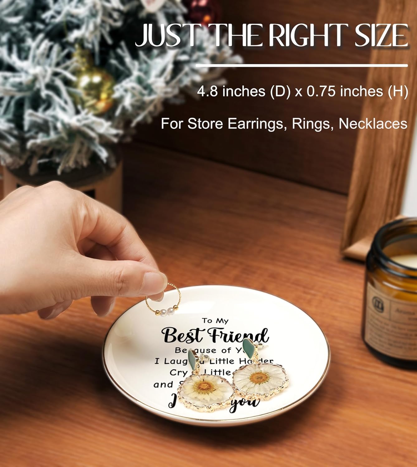 Friendship Gifts for Women Best Friend - Ceramic Jewelry Dish Tray Presents for Female Firends Bestie Sister Coworkers Birthday Mothers Day