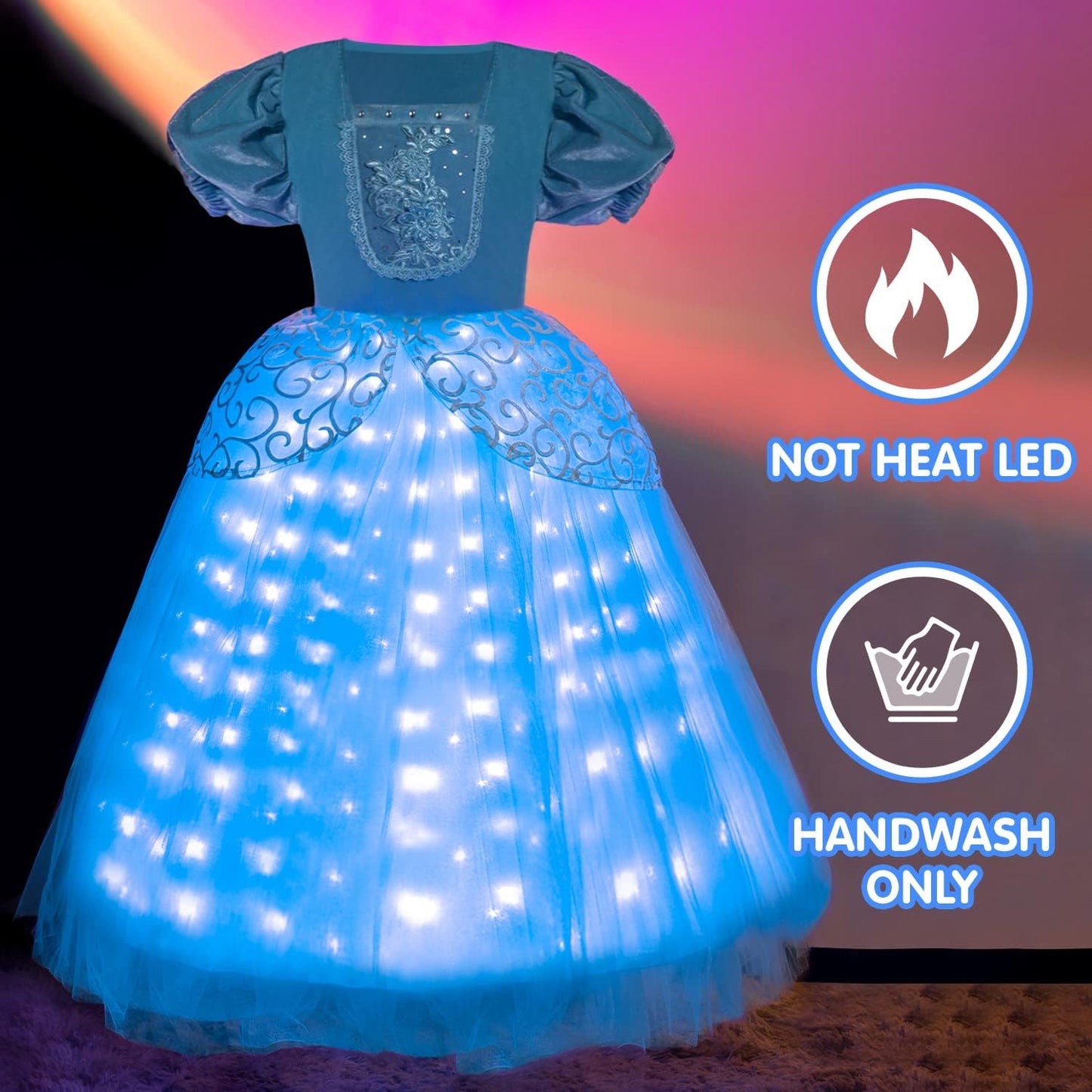 Light Up Princess Dress Kids Costume Blue