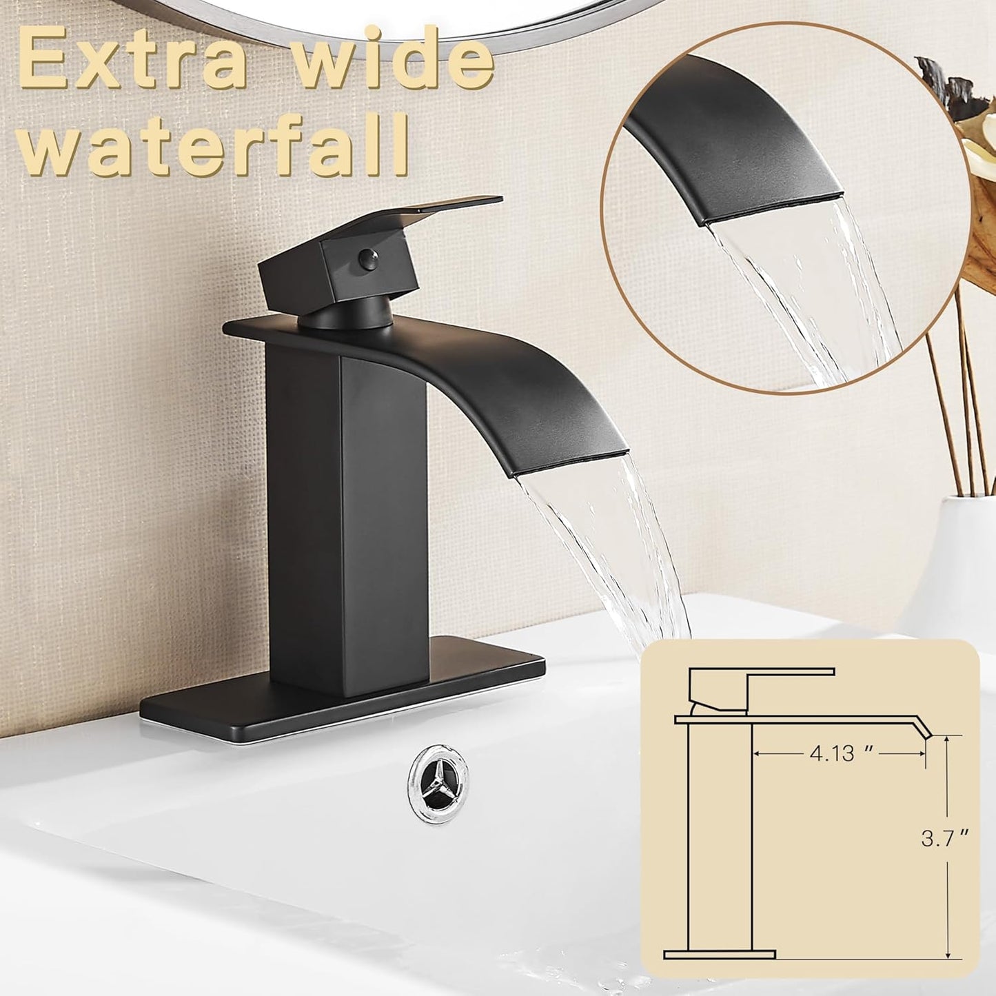 Fransiton Black Bathroom Faucet, 1 or 3 Hole