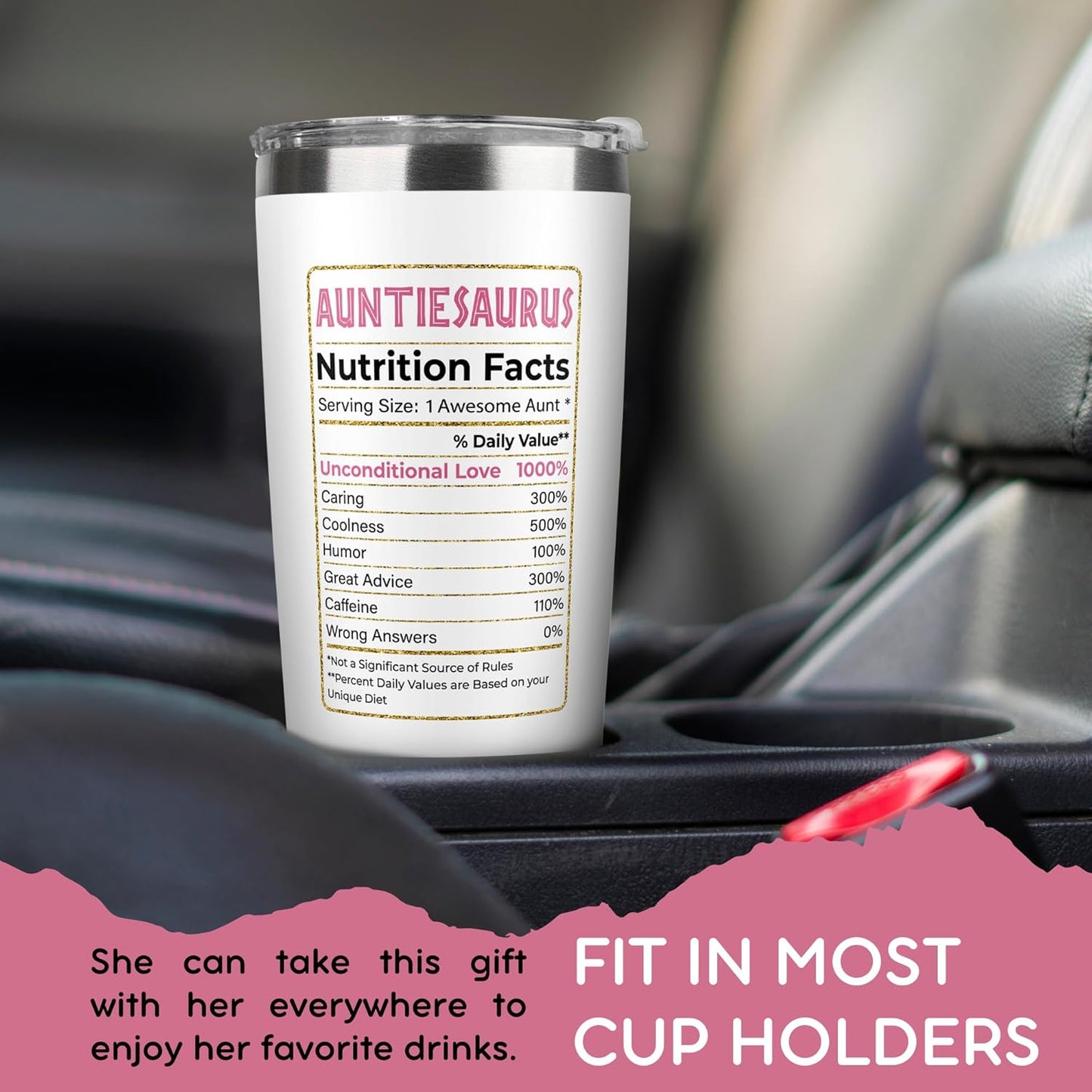 Aunt Gifts from Niece, Nephew - Gifts for Aunt - Birthday, Mothers Day, Christmas Gift Ideas for Auntie, Aunty - Auntie, Aunty Gift Ideas - 20 Oz Stainless Steel Tumbler with Lid