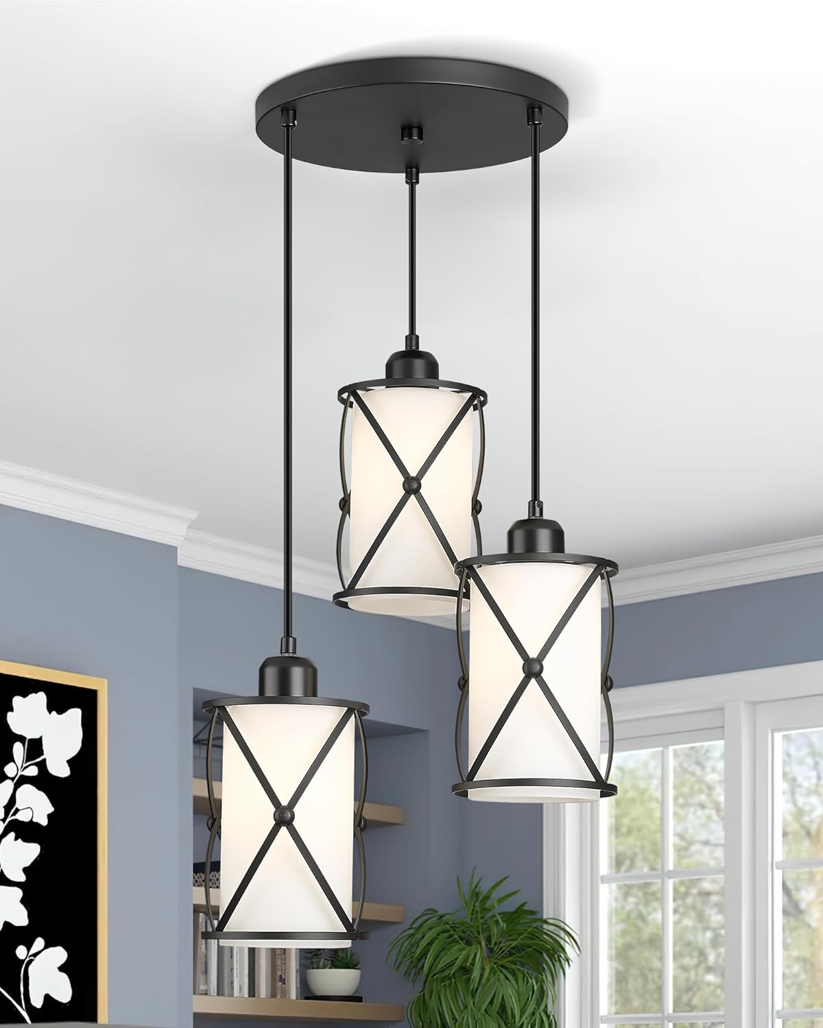 Osimir 3-Light Chandelier, Black Pendant