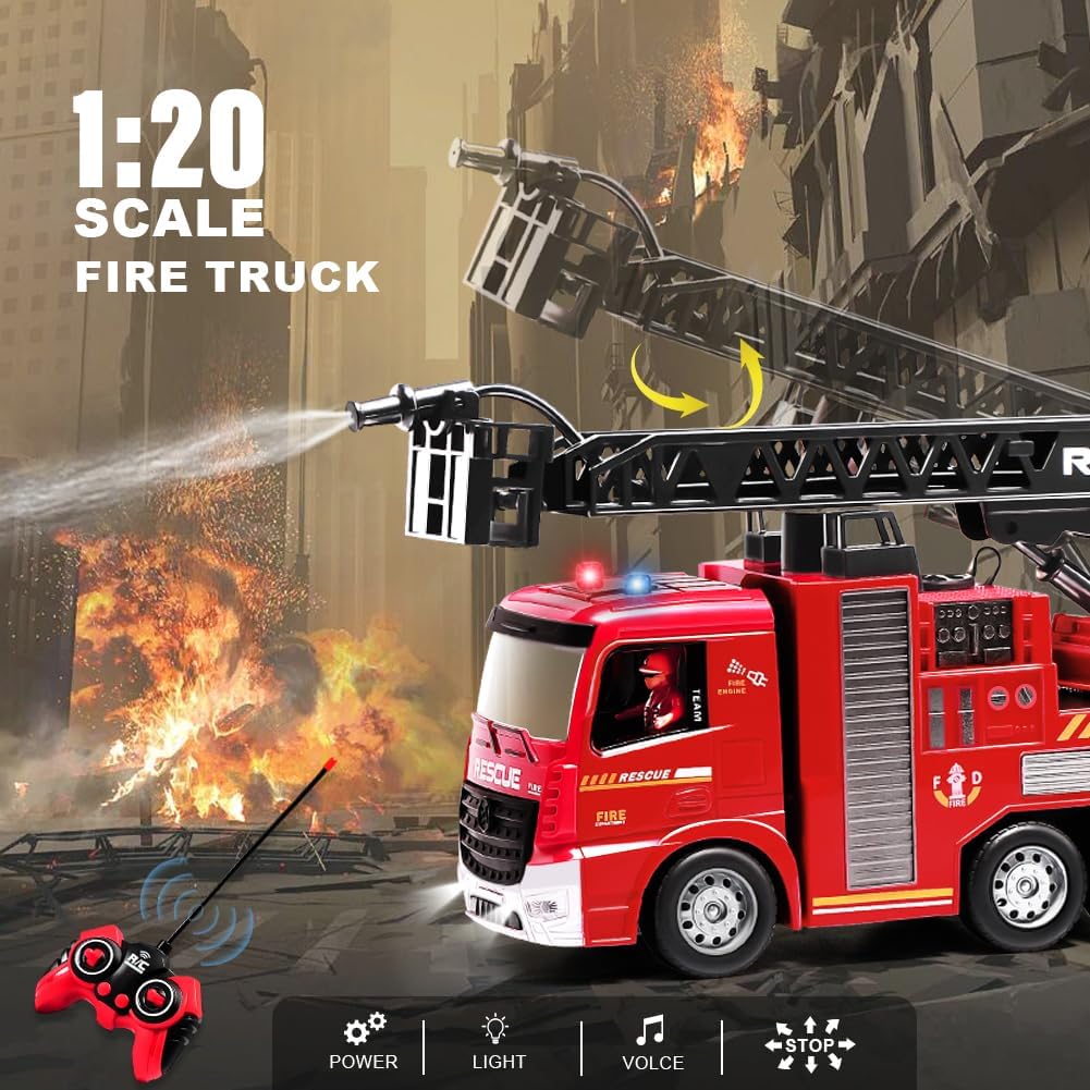 Remote Control Fire Truck Toy Set for Boys