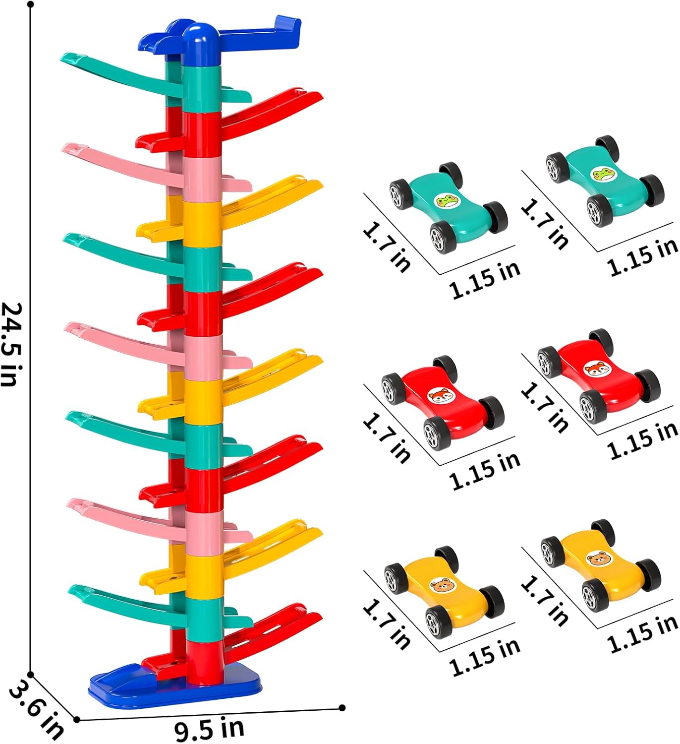 TEMI Kids Play Cars Race Cars for Boys Girls 1 2 3 4 5 6 7 8 Years Old - Car Toy Set, Race Cars Tracks with 4 Small Cars, Toddler Race Track for Kids 18-36 Months, Christmas Birthday Gifts Car Sets