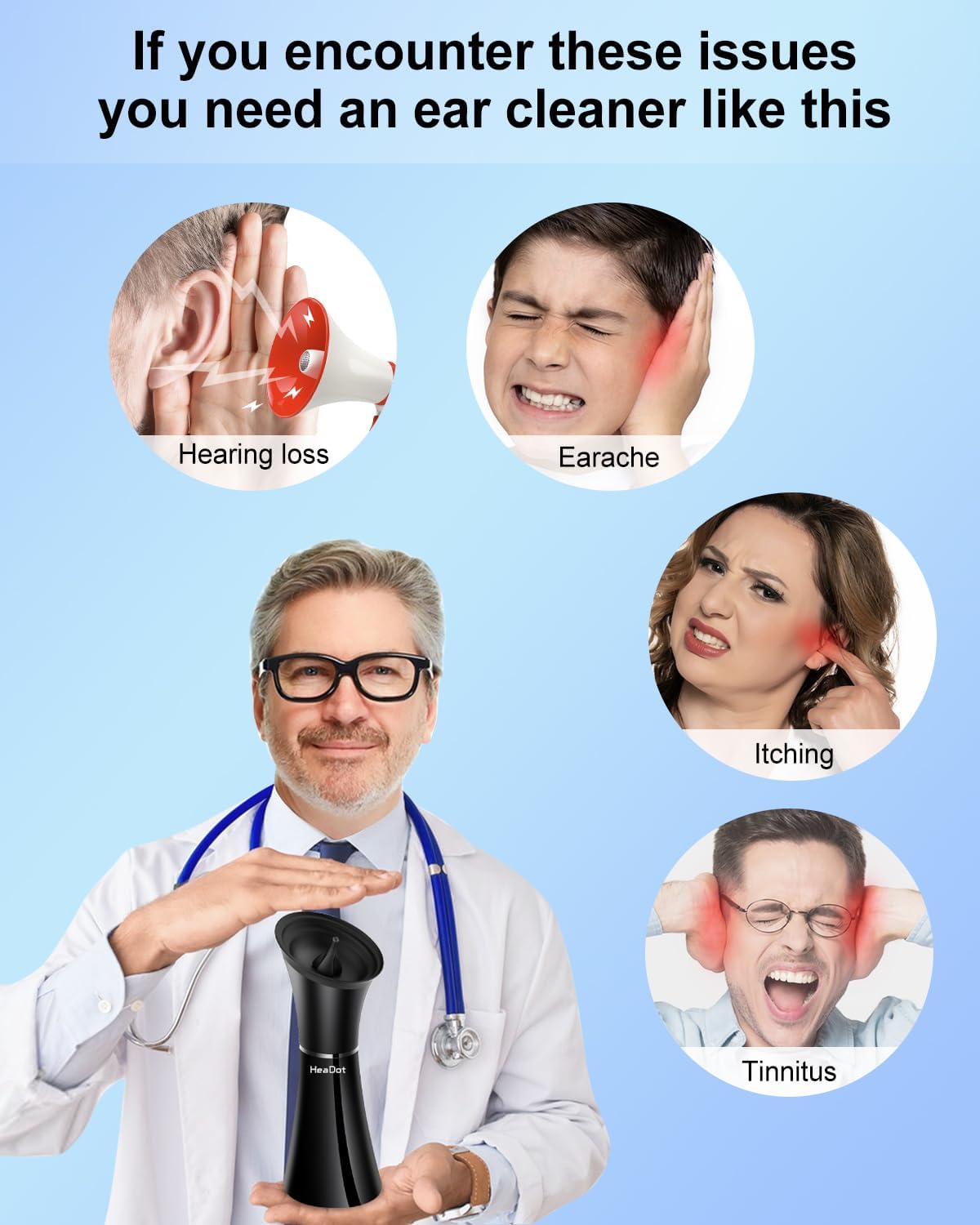 HeaDot Electric Ear Cleaner, 6 Tips