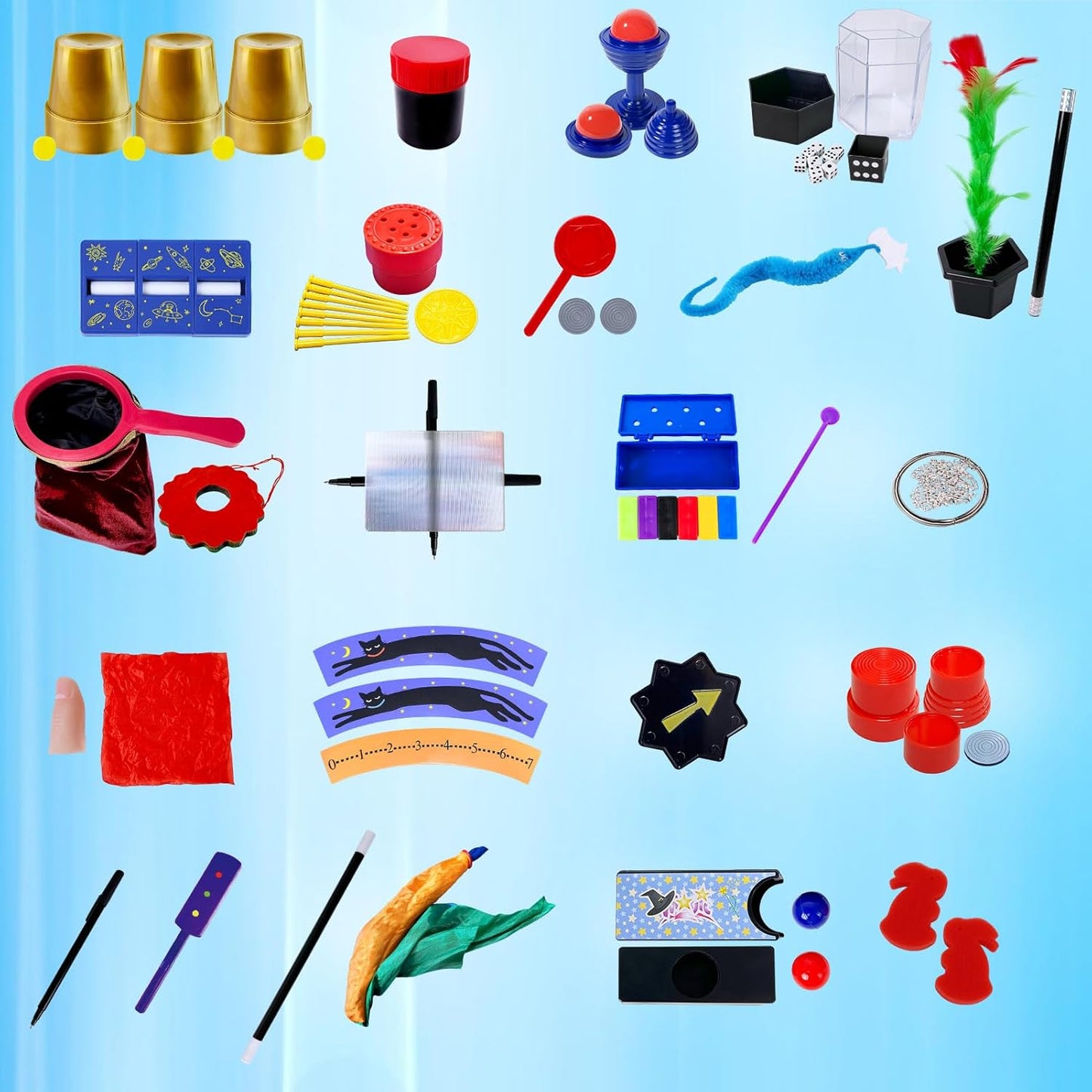 Heyzeibo Magic Kit - Upgarde Magic Set with Magic Wand, Magic Tricks Bag, Step-by-Step Instruction and More Magic Props for Kids, Beginners, Adult, Medium, Yellow, USGCH-JH005