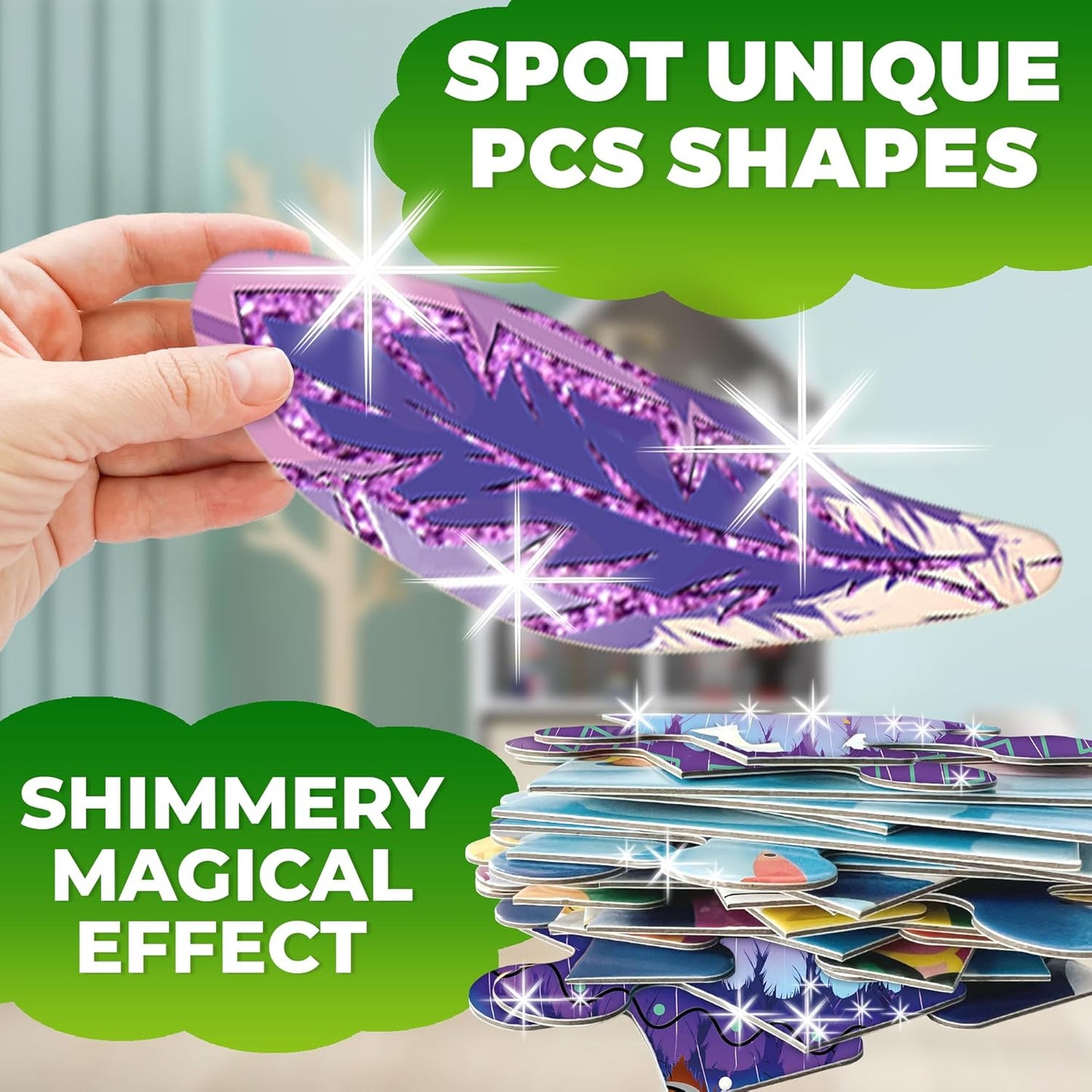 QUOKKA Glitter Floor Puzzles for Kids Ages 3-5 - 2x3 Feet 48 Piece Puzzles for Toddlers 2-4 - Shaped Large Giant Educational Toddler Puzzles Ages 24+ Months - Owl Toy Activity Game for Boys and Girls