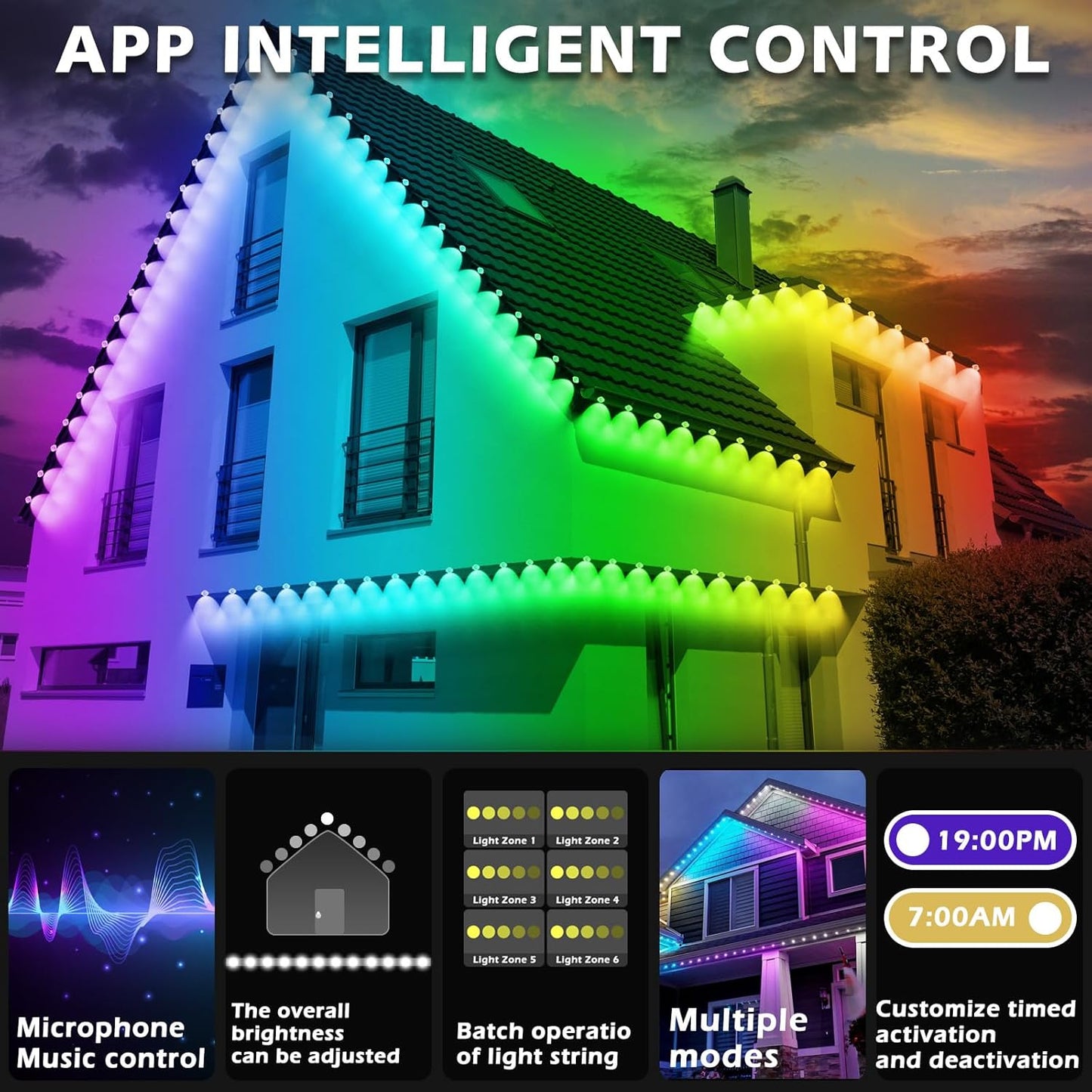 200FT Outdoor RGB Lights, IP67 Smart LED