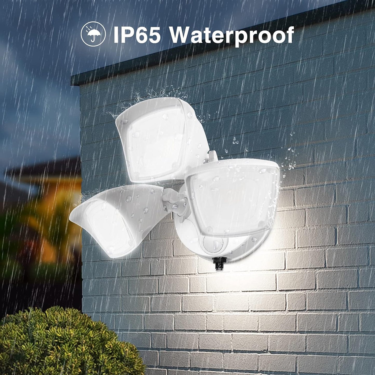 LED Dusk to Dawn Security Lights,Flood Lights with Photocell, 3800LM 5000K White Floodlights IP65 Waterproof 3 Heads Exterior Light for Garage, Patio, Yard(Photocell Sensor)