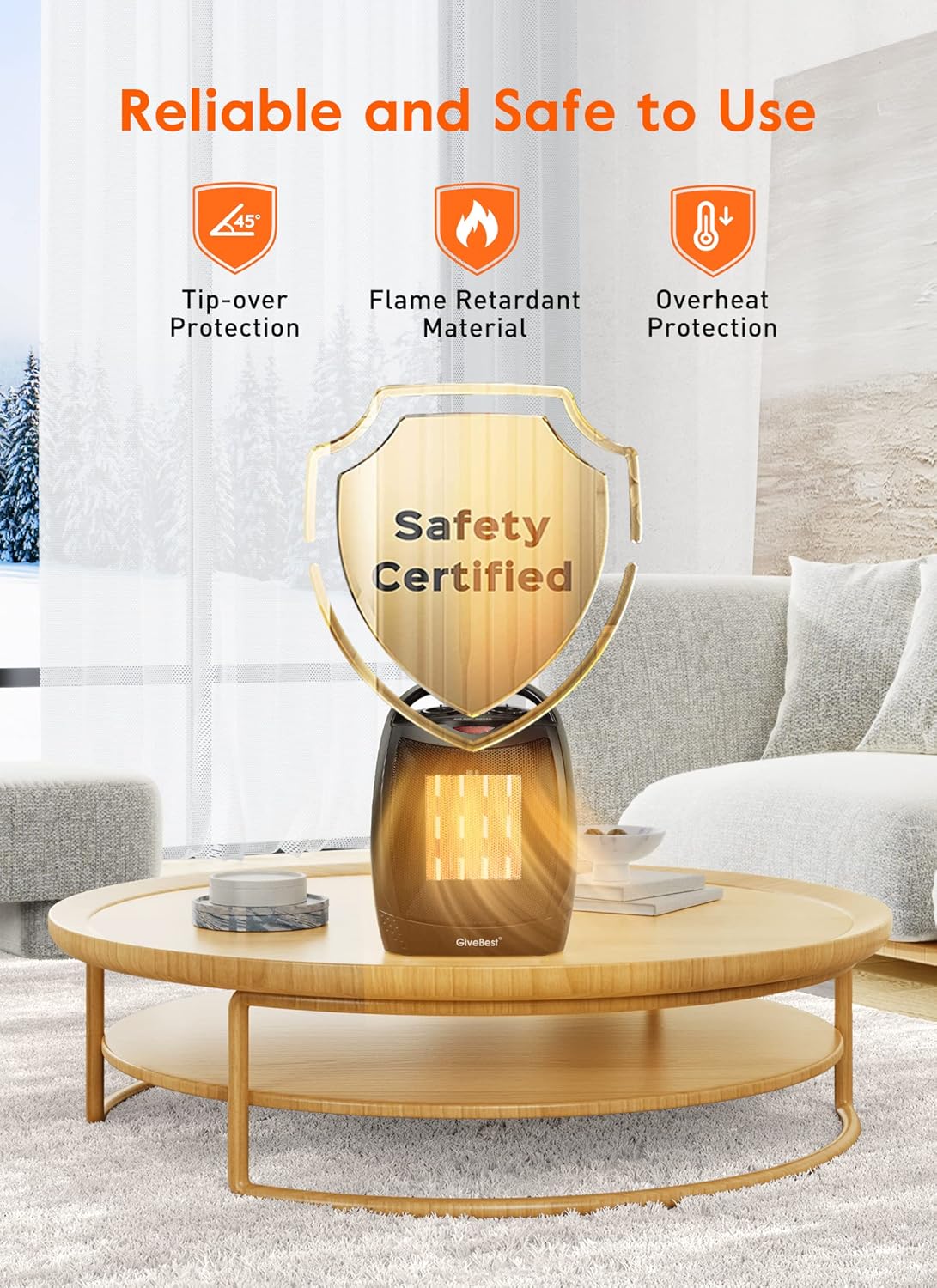 Portable Electric Space Heater, 1500W/750W