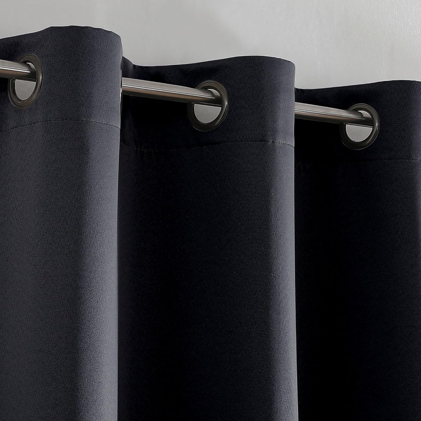 Chyhomenyc Athena Black Curtains 54 Inch Length 2 Panels for Bedroom, Satin Room Darkening Privacy Energy Saving Short Window Treatment Drapes for Kitchen Small Windows, Each 40" Wx54 L, Black, 2 Pcs