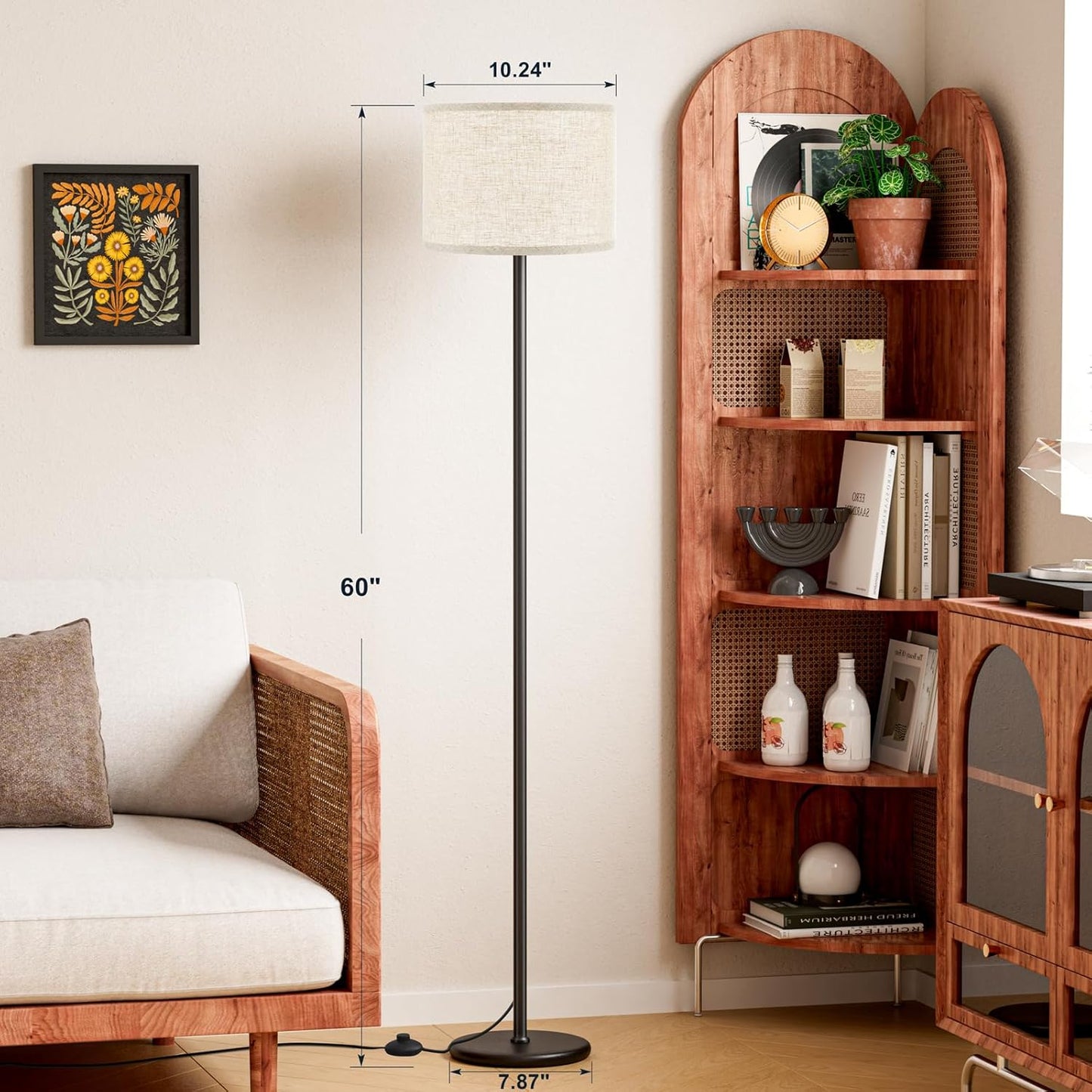 Ambimall 60'' Floor Lamp Beige/Black
