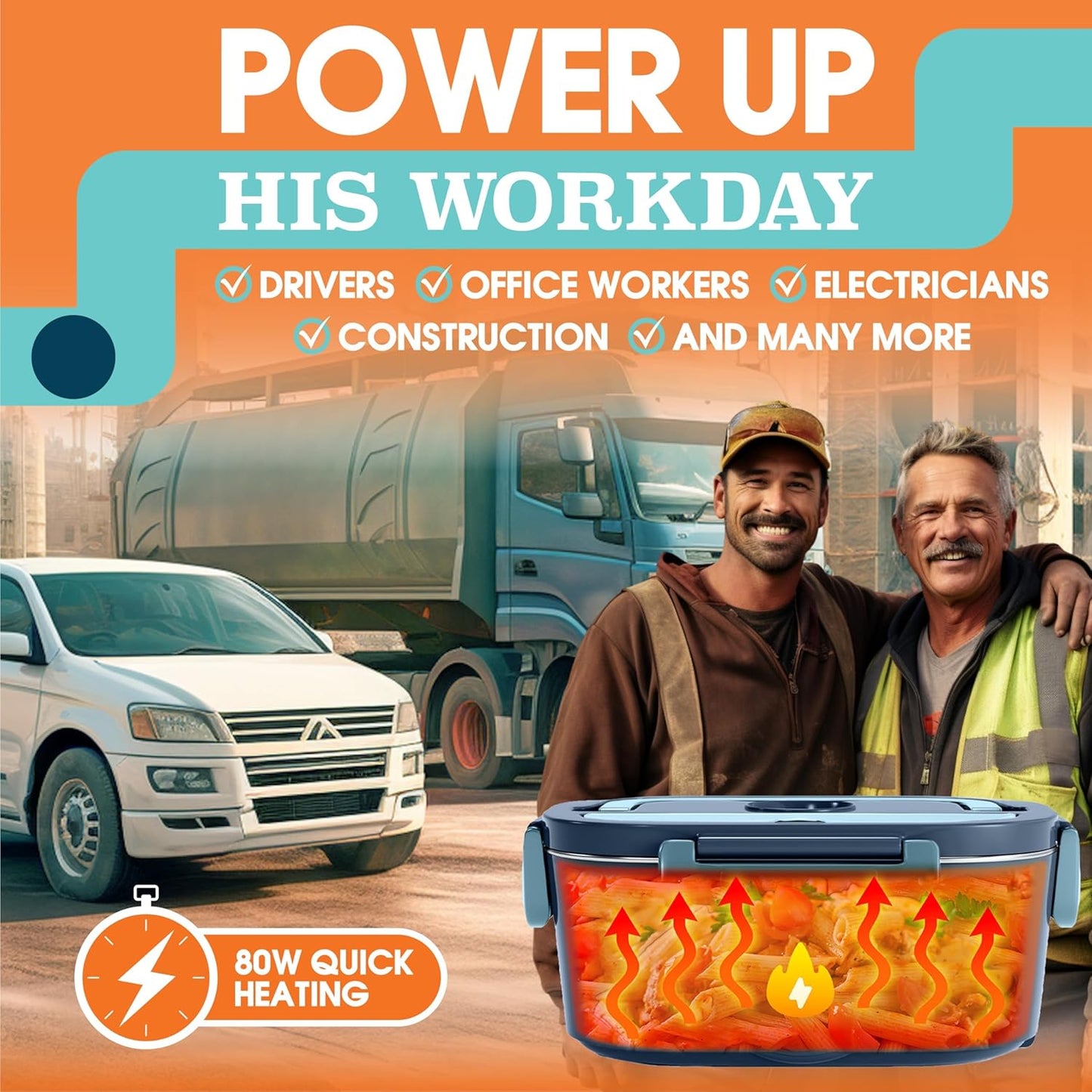 Electric Lunch Box 1.5L, 12/24/110V Portable