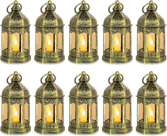 Mini Lanterns with LED Candles, Set of 10