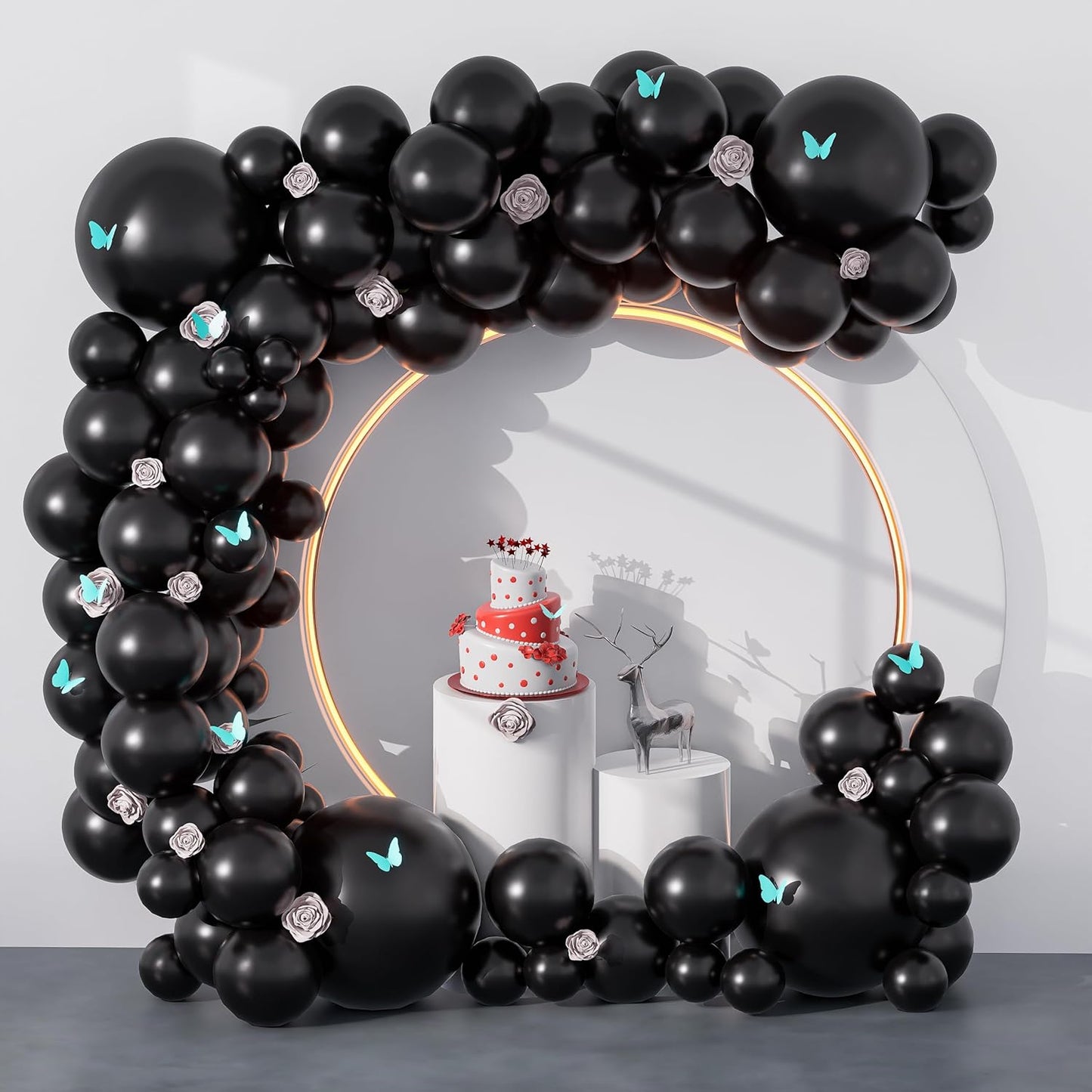 140pcs Black Balloons Different Sizes 18 12 10 5 Inch Party Latex Balloons Kit for Balloon Garland Balloon Arch as Birthday 2024 Graduation Baby Shower Wedding Holiday Anniversary Decorations