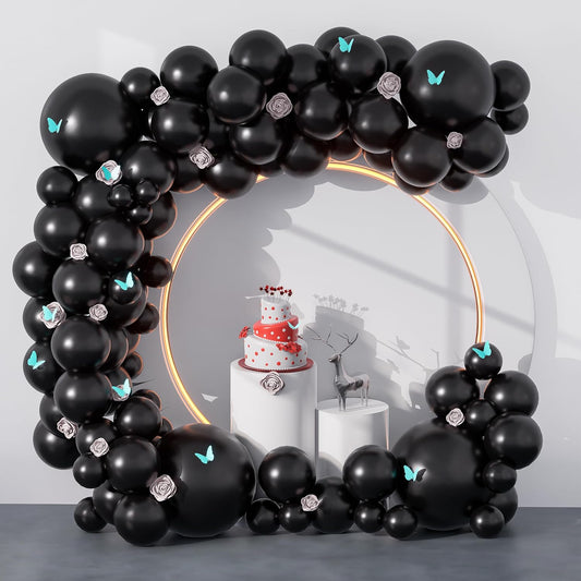 140pcs Black Balloons Different Sizes 18 12 10 5 Inch Party Latex Balloons Kit for Balloon Garland Balloon Arch as Birthday 2024 Graduation Baby Shower Wedding Holiday Anniversary Decorations