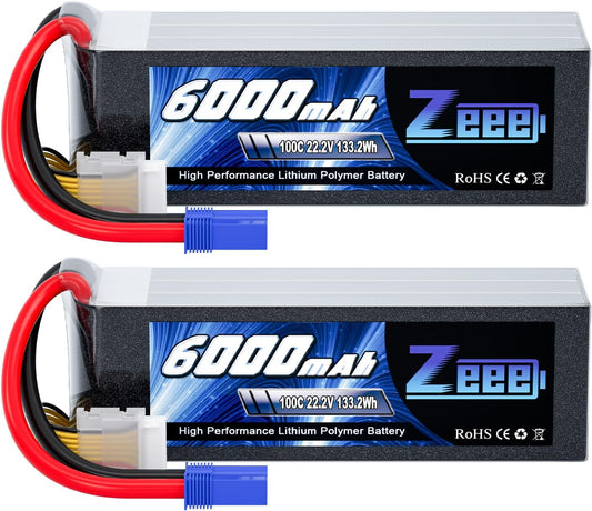 Zeee 6S Lipo Battery 6000mAh 22.2V 100C EC5