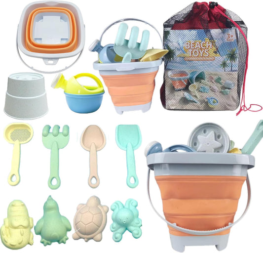Beach Toys, Sand Toys Set with Big Mesh Bag & Sand Mold and Shovels Set, ，Beach Toy for Toddlers Kids Age 3-10，Sand Toy for Toddler Kids,Sand Box Toys for Toddlers Kids
